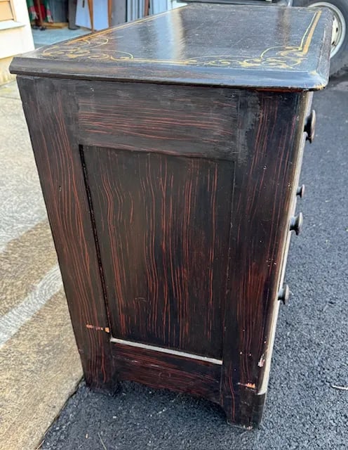 Antique Victorian Paint Decorated Cottage Pine 3 Drawer Chest - 3