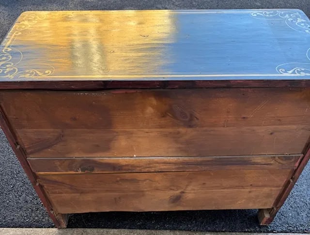 Antique Victorian Paint Decorated Cottage Pine 3 Drawer Chest - 4