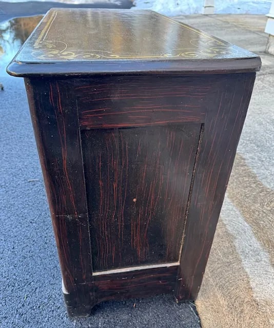 Antique Victorian Paint Decorated Cottage Pine 3 Drawer Chest - 5