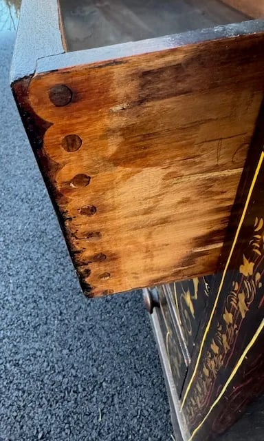 Antique Victorian Paint Decorated Cottage Pine 3 Drawer Chest - 6