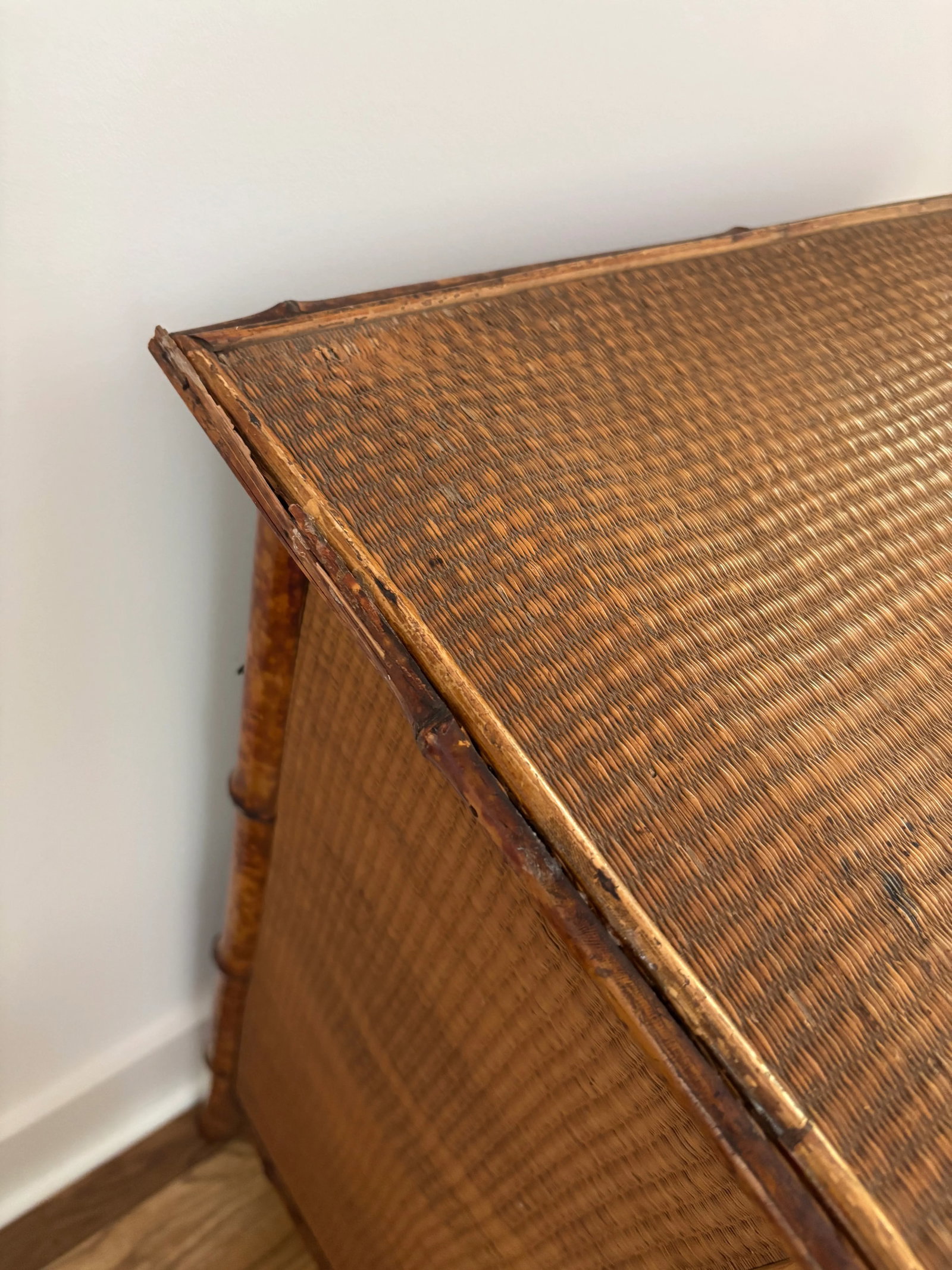 Early 20th Century Tortoiseshell Burnt Bamboo and Rattan Cabinet - 10