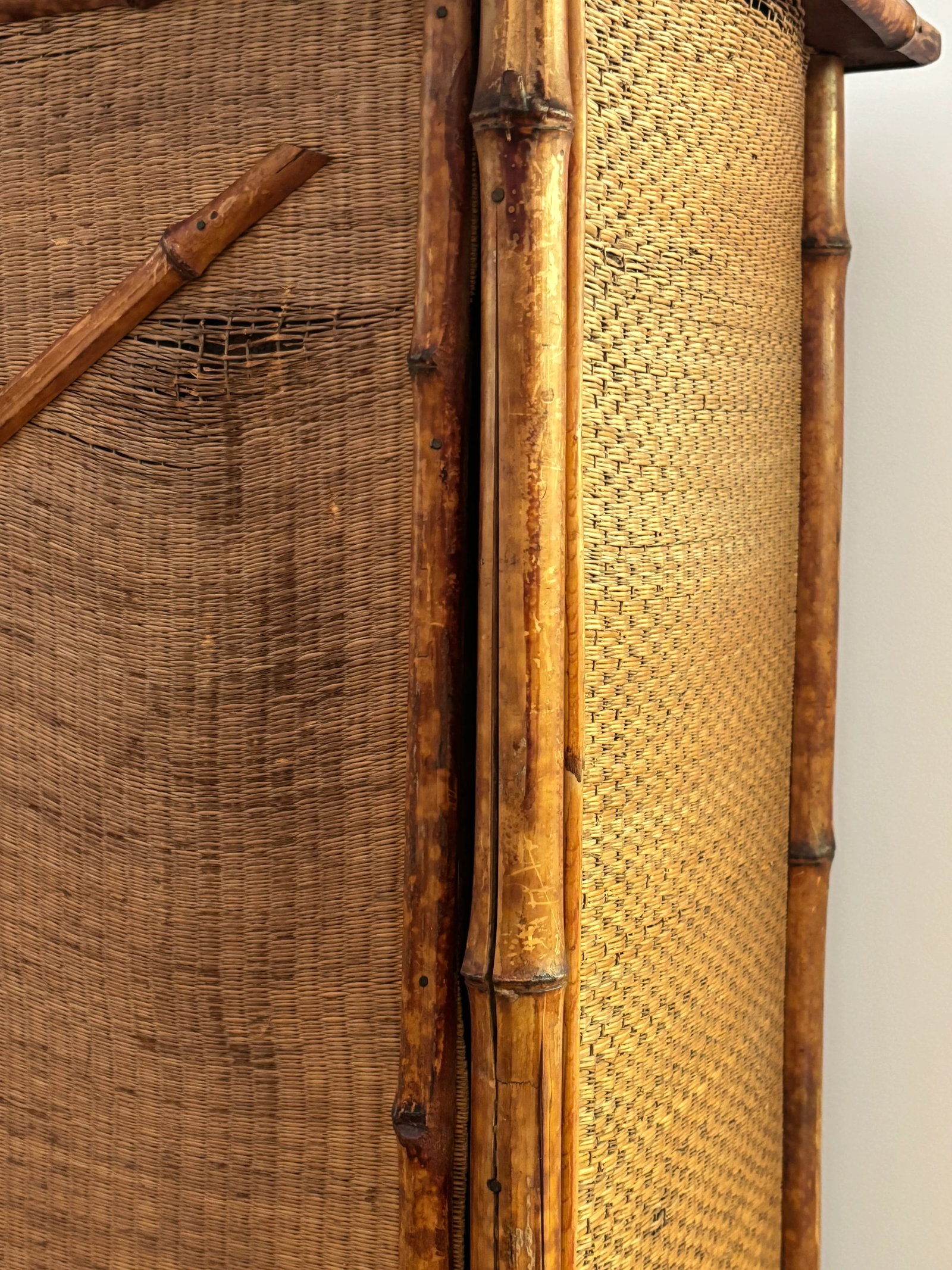 Early 20th Century Tortoiseshell Burnt Bamboo and Rattan Cabinet - 11