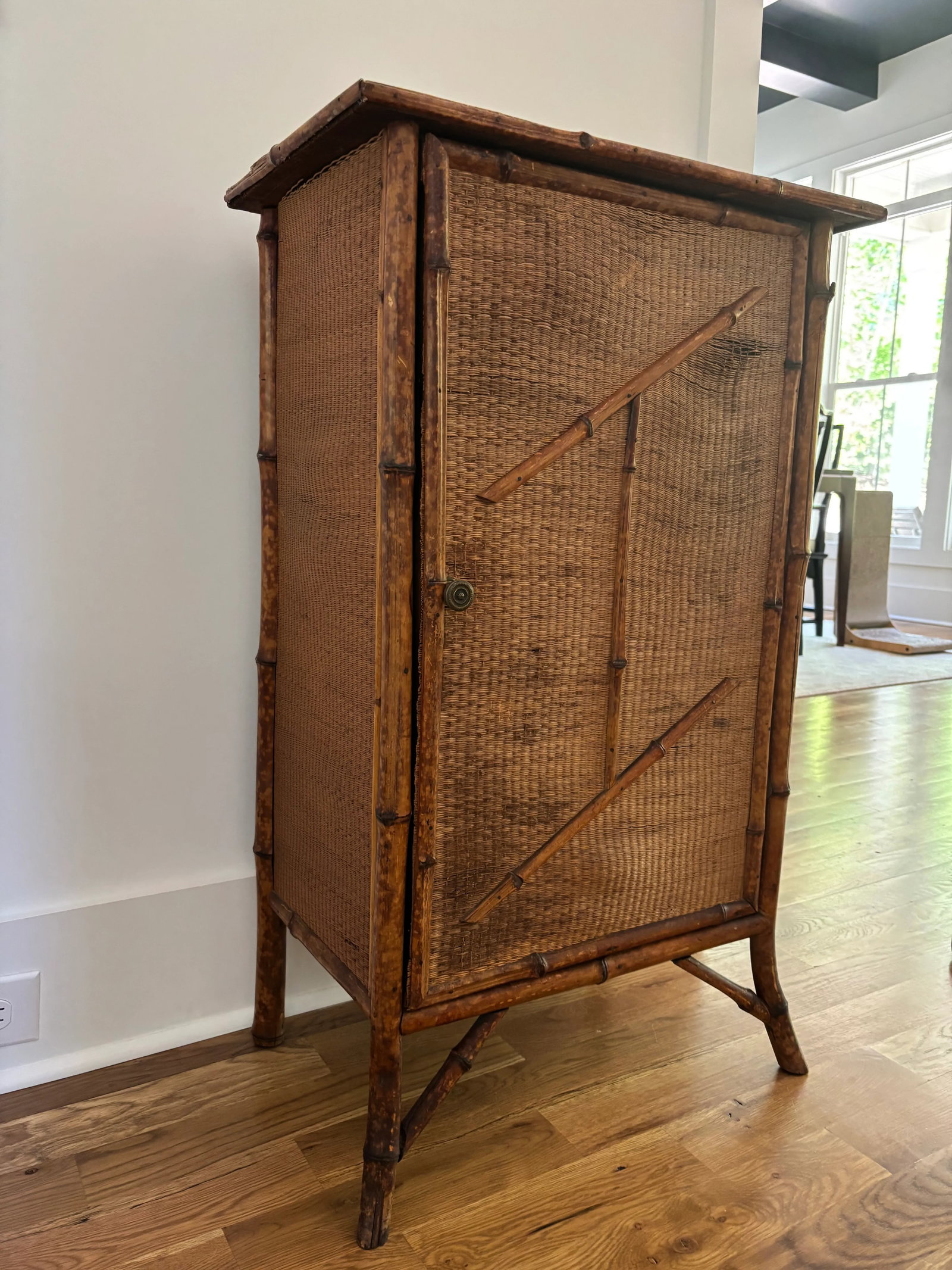 Early 20th Century Tortoiseshell Burnt Bamboo and Rattan Cabinet - 2