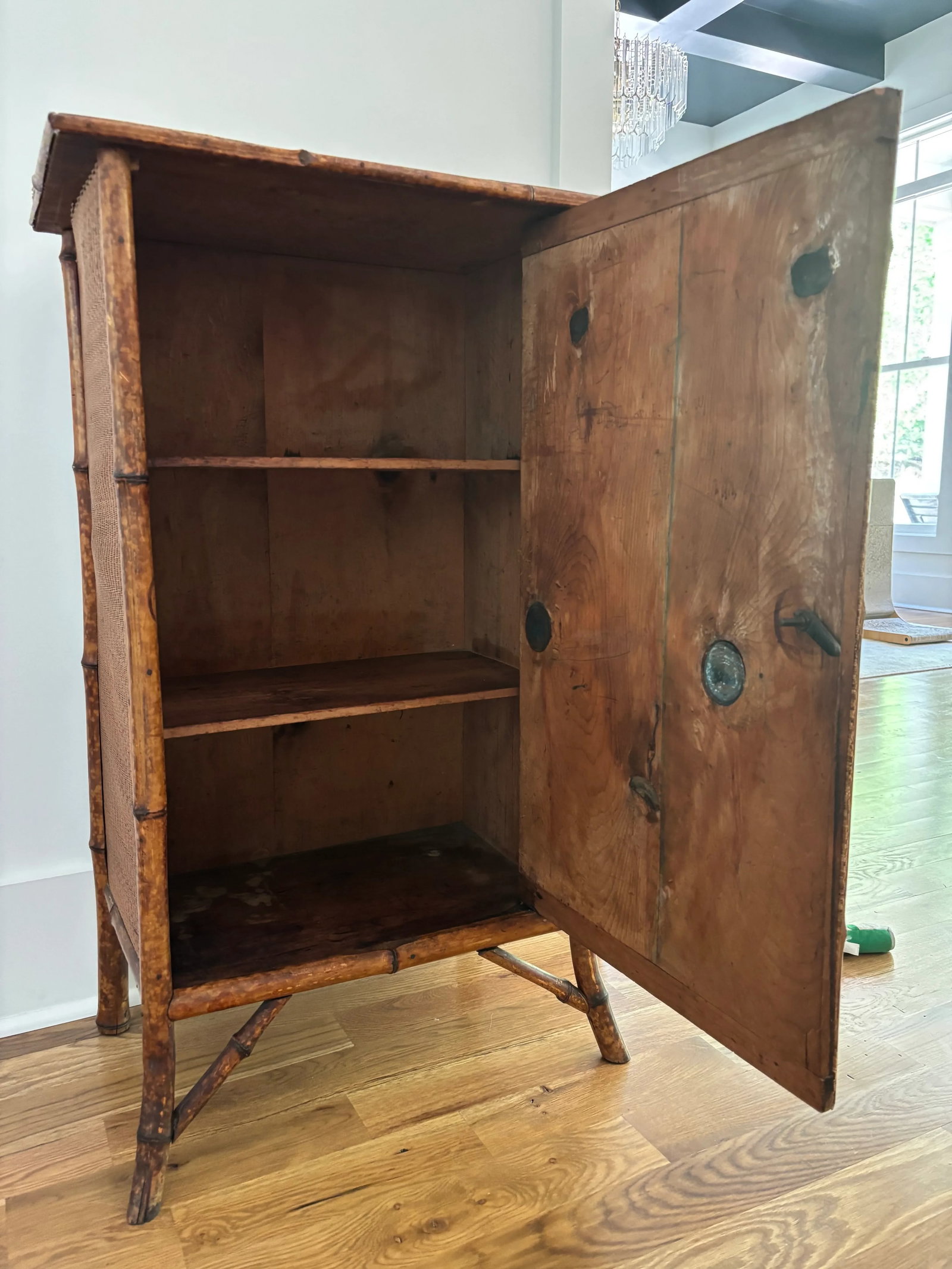 Early 20th Century Tortoiseshell Burnt Bamboo and Rattan Cabinet - 4