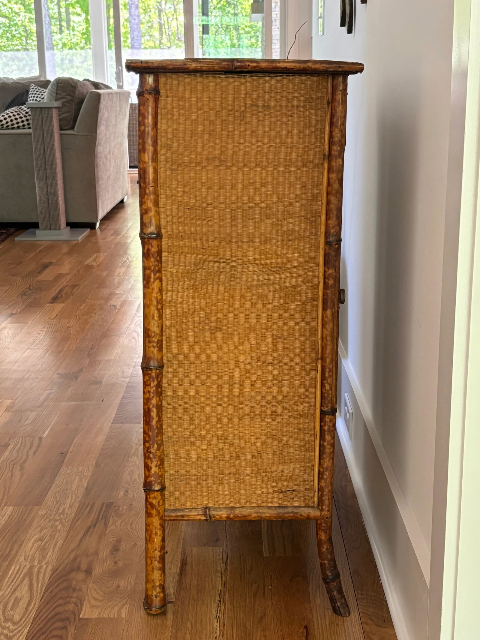 Early 20th Century Tortoiseshell Burnt Bamboo and Rattan Cabinet - 5