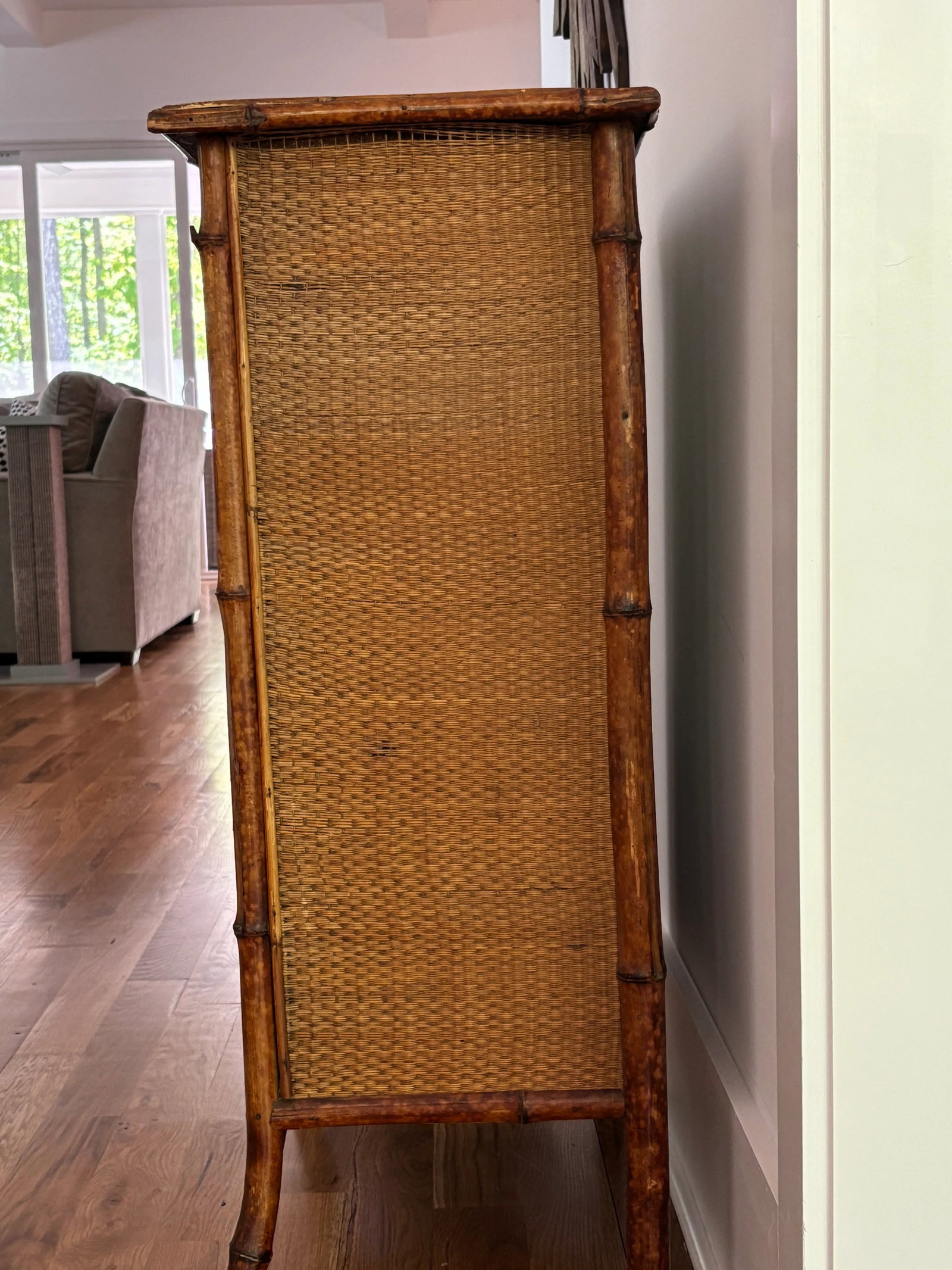 Early 20th Century Tortoiseshell Burnt Bamboo and Rattan Cabinet - 7