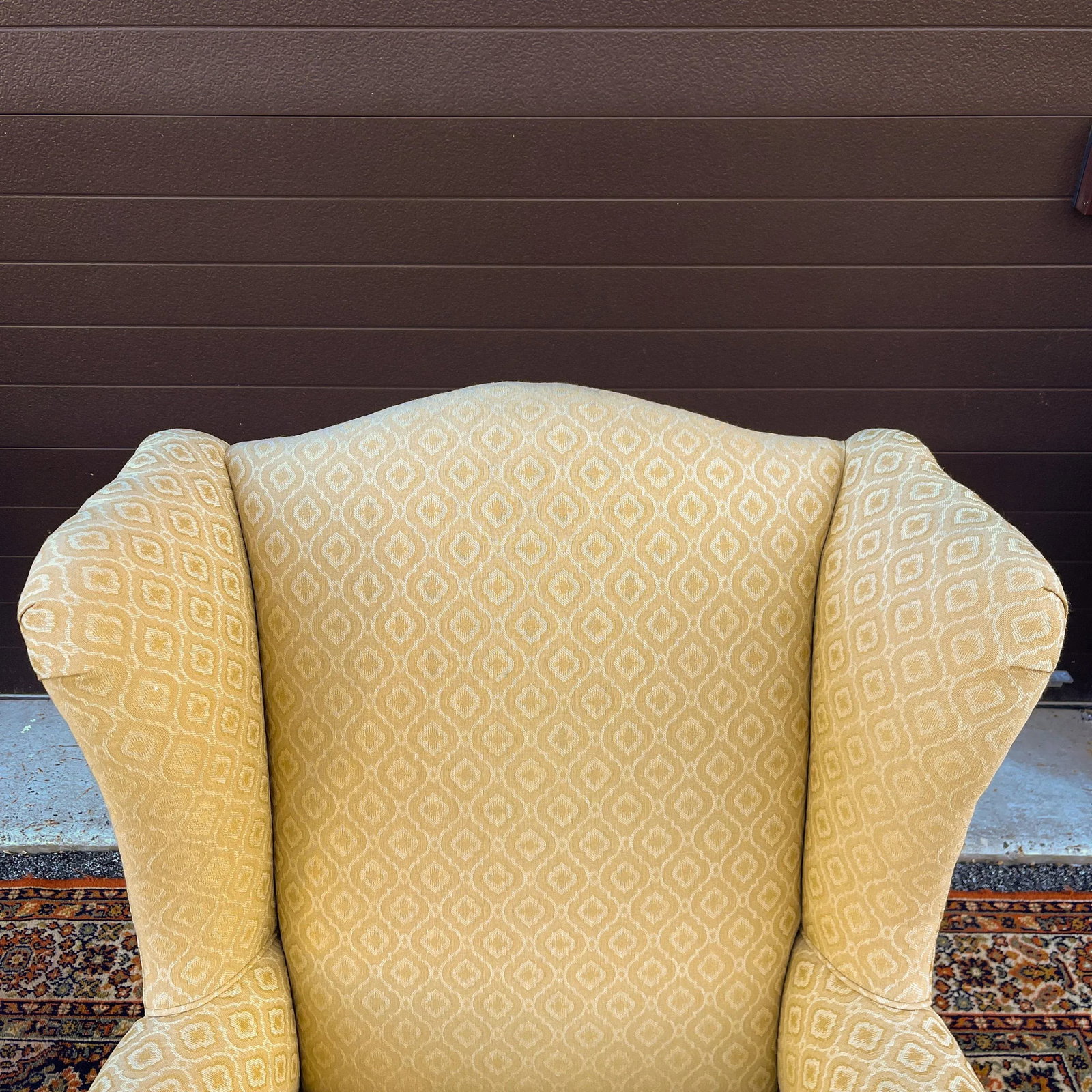 Vintage Pennsylvania House Chippendale Cherry & Gold Wingback Lounge Chair - 2