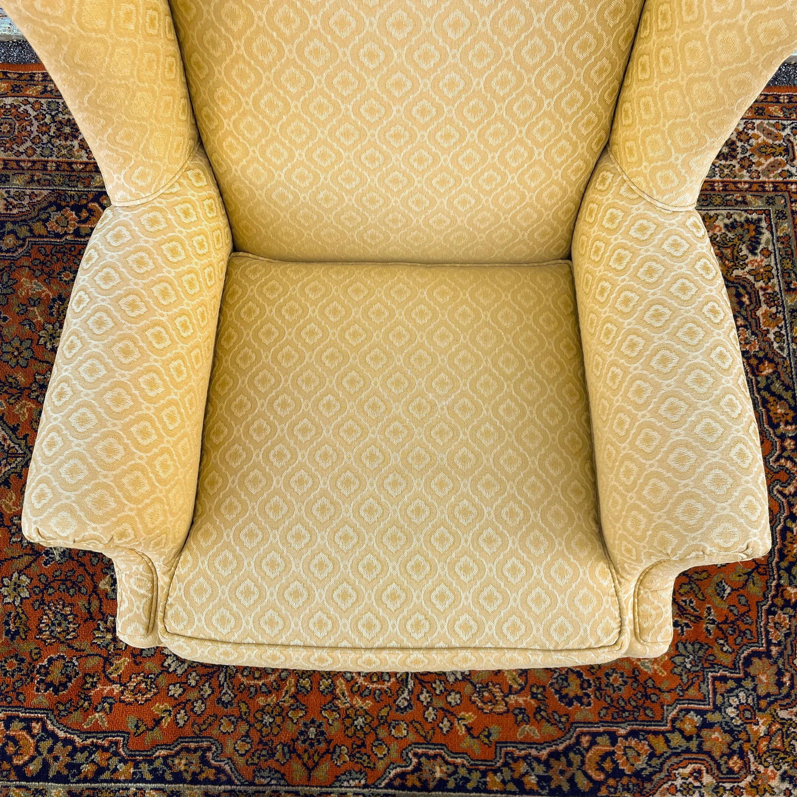 Vintage Pennsylvania House Chippendale Cherry & Gold Wingback Lounge Chair - 3
