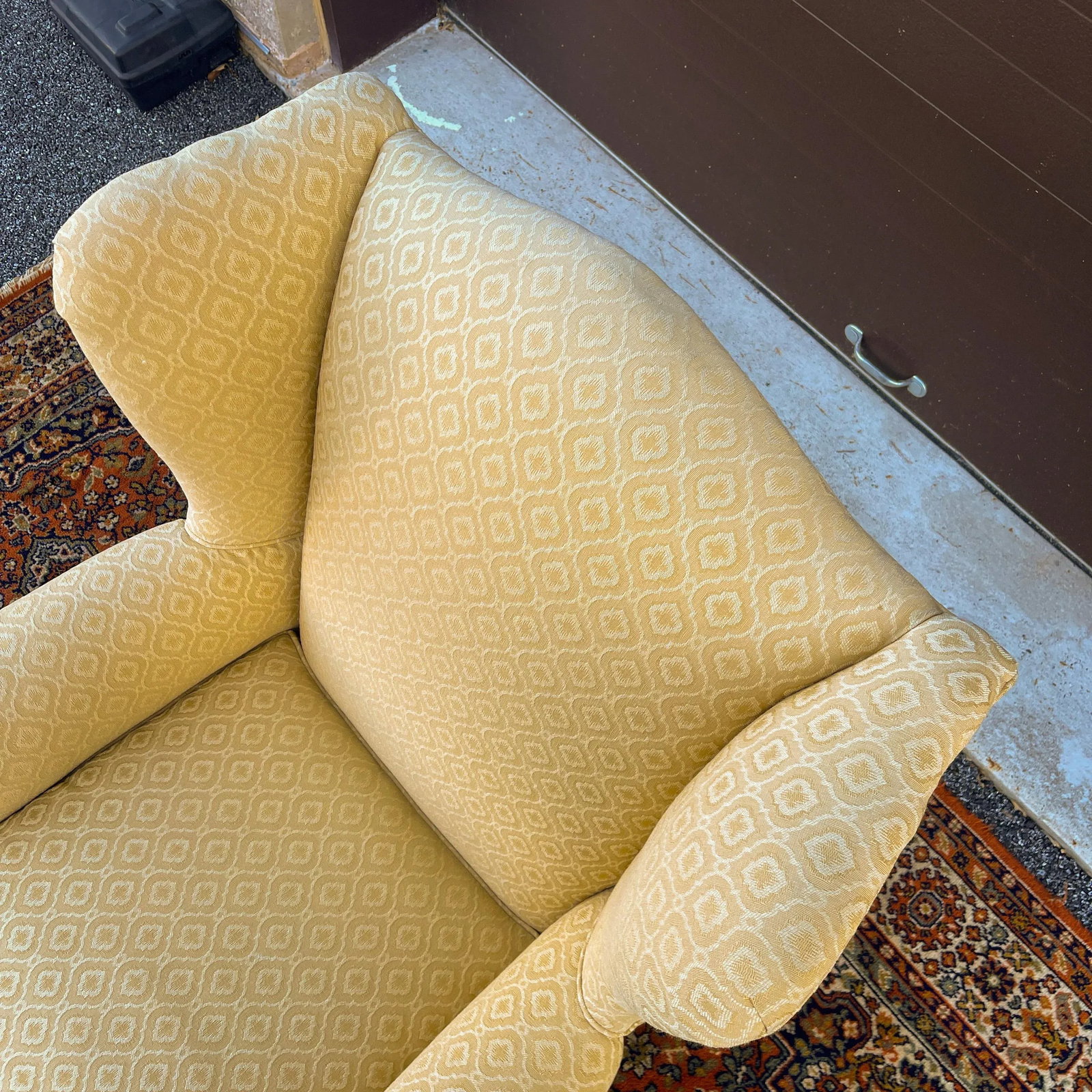 Vintage Pennsylvania House Chippendale Cherry & Gold Wingback Lounge Chair - 4