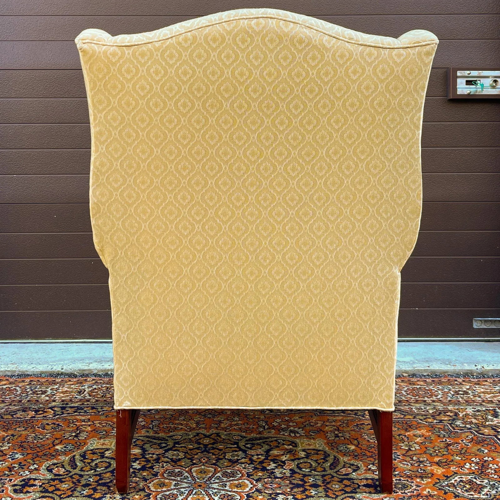 Vintage Pennsylvania House Chippendale Cherry & Gold Wingback Lounge Chair - 6