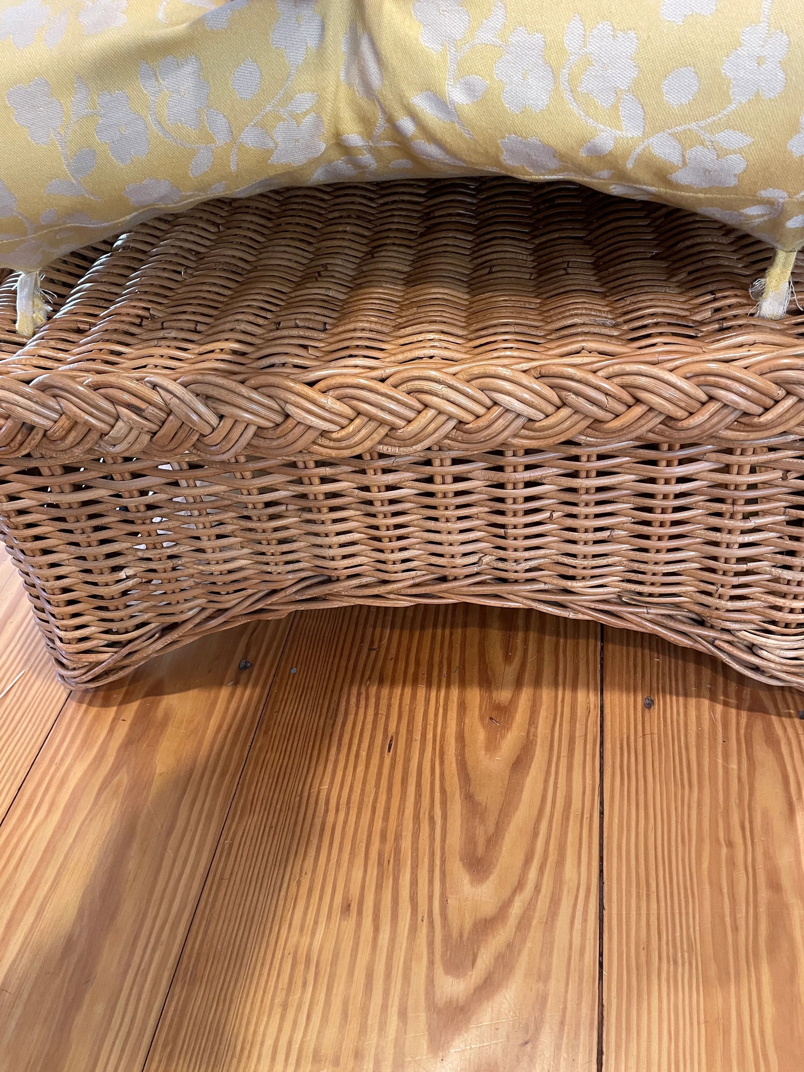 1970s Vintage McGuire Rattan Upholstered Ottoman - 4
