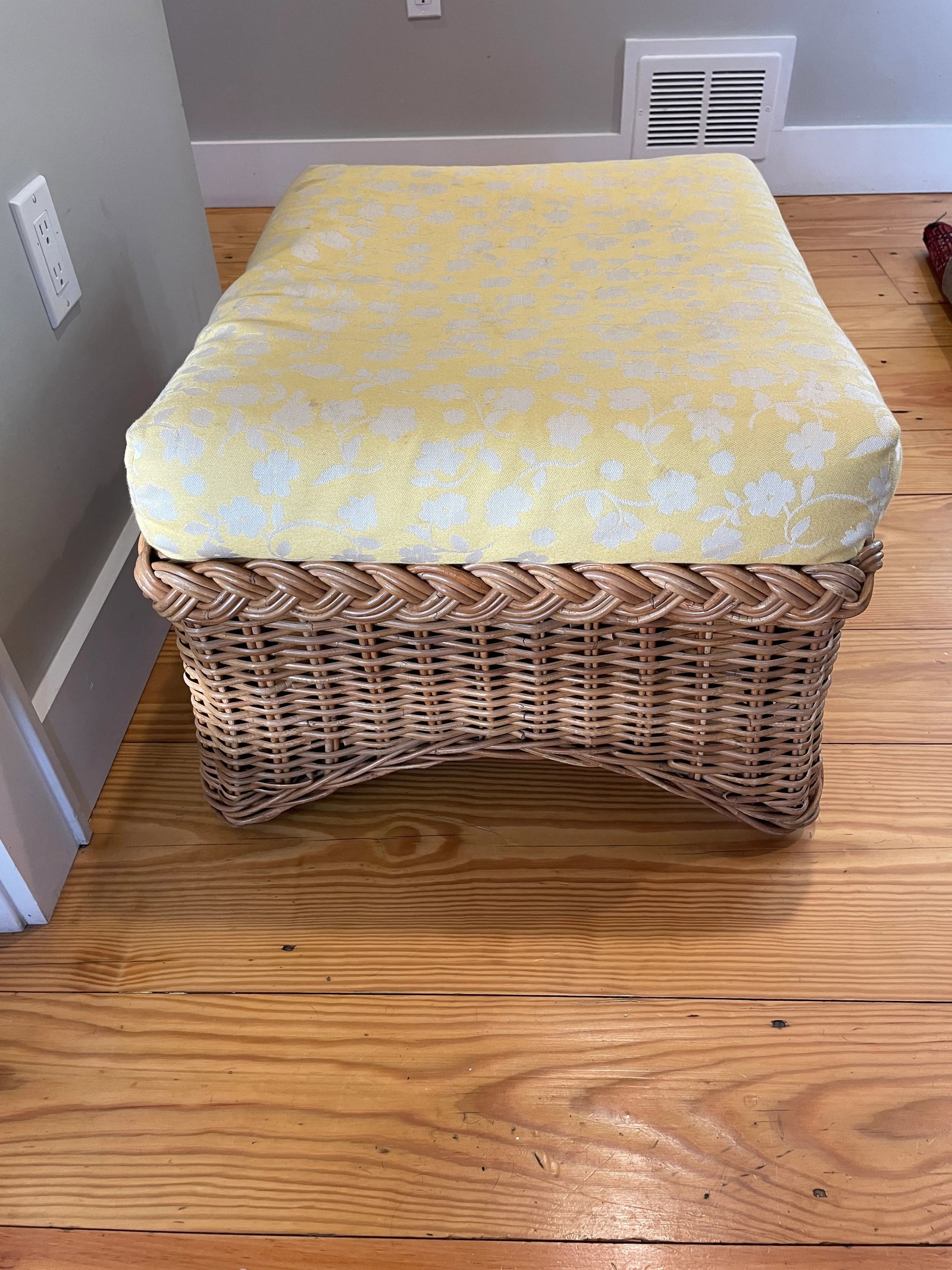 1970s Vintage McGuire Rattan Upholstered Ottoman - 5