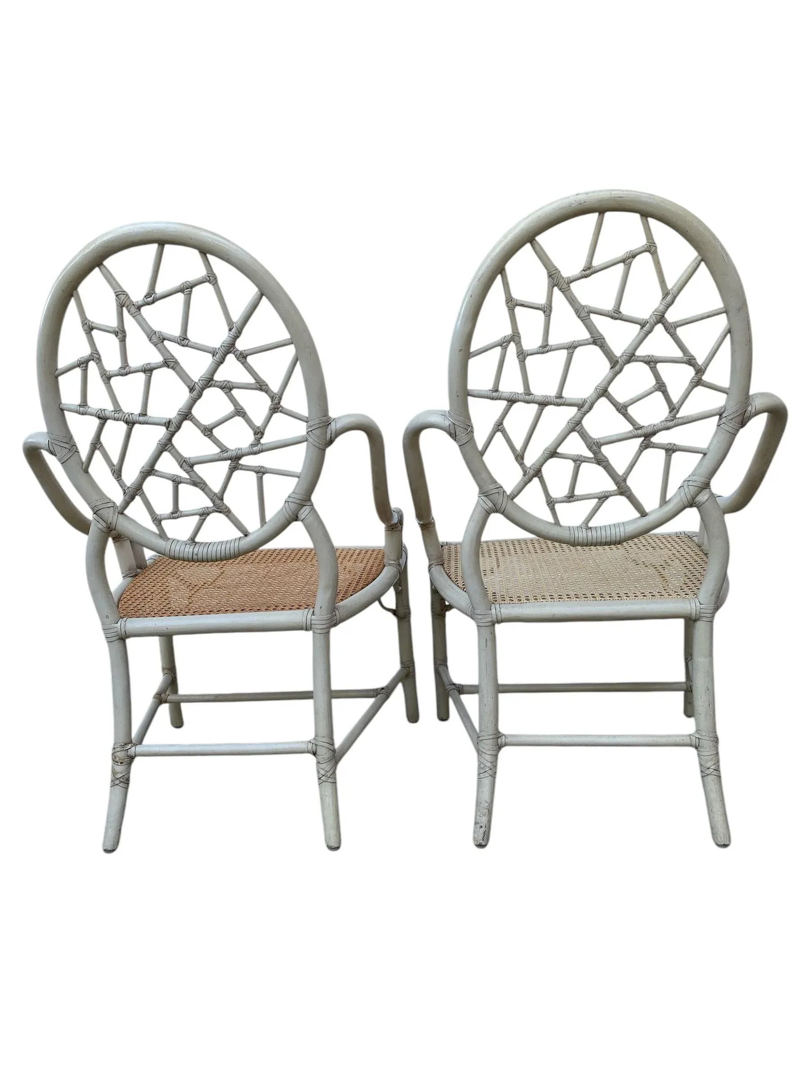 Late 20th Century McGuire Cracked Ice Rattan & Cane Chairs- a Pair - 10