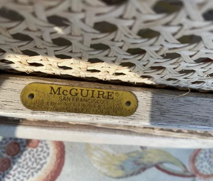 Late 20th Century McGuire Cracked Ice Rattan & Cane Chairs- a Pair - 12