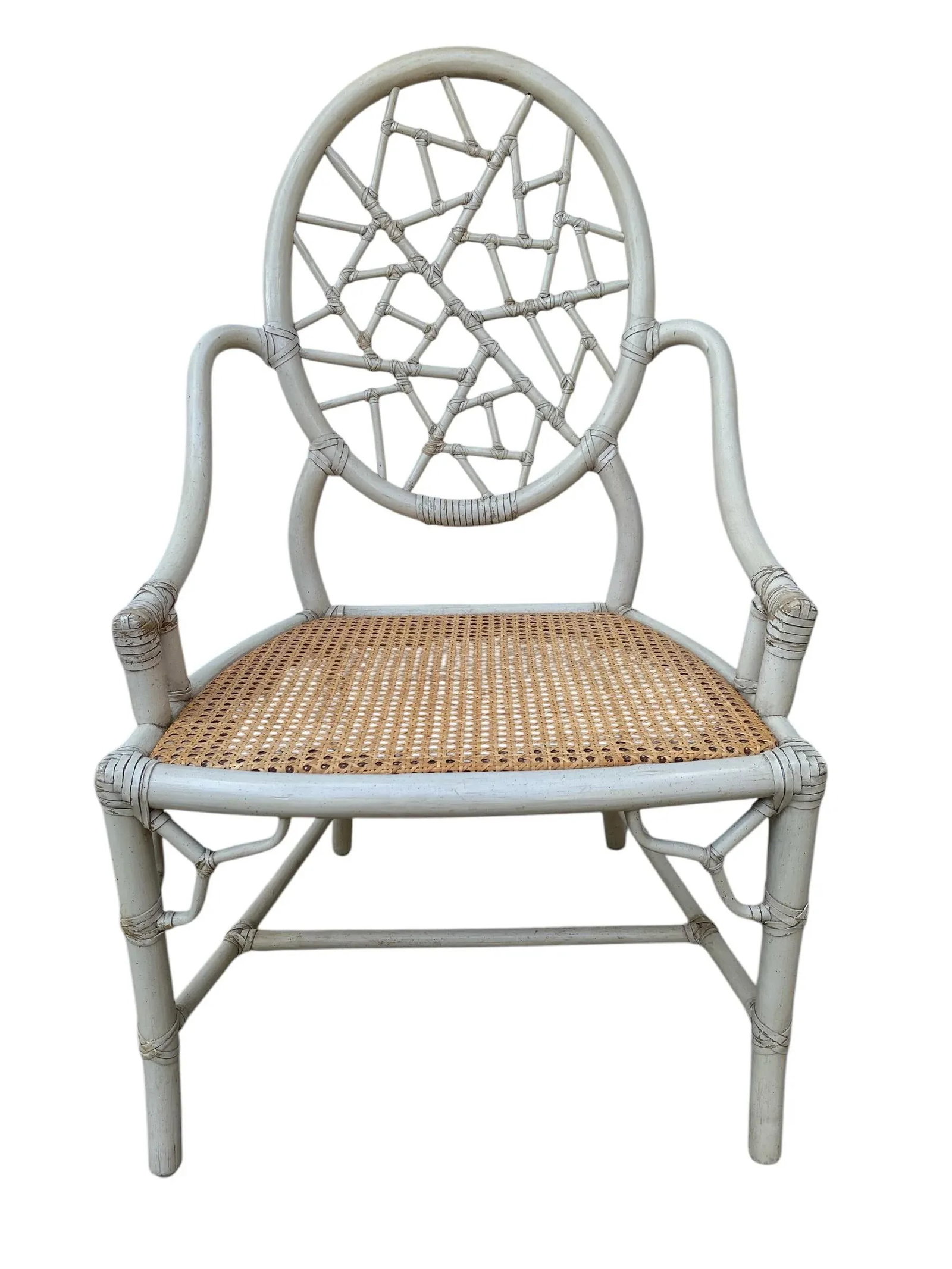 Late 20th Century McGuire Cracked Ice Rattan & Cane Chairs- a Pair - 2