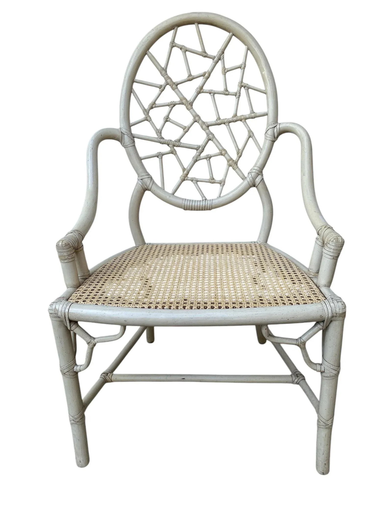 Late 20th Century McGuire Cracked Ice Rattan & Cane Chairs- a Pair - 3