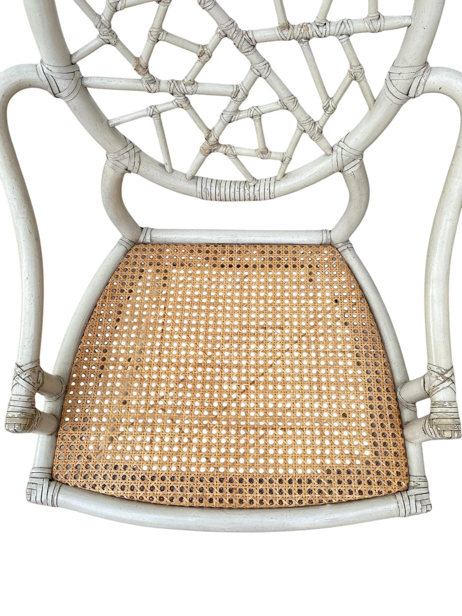 Late 20th Century McGuire Cracked Ice Rattan & Cane Chairs- a Pair - 4