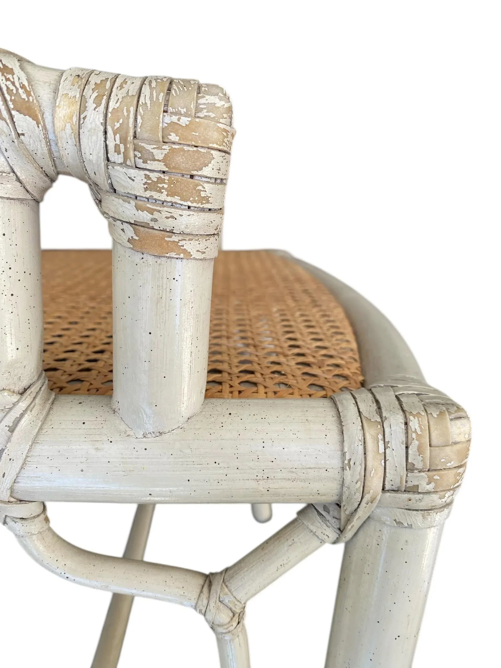Late 20th Century McGuire Cracked Ice Rattan & Cane Chairs- a Pair - 6