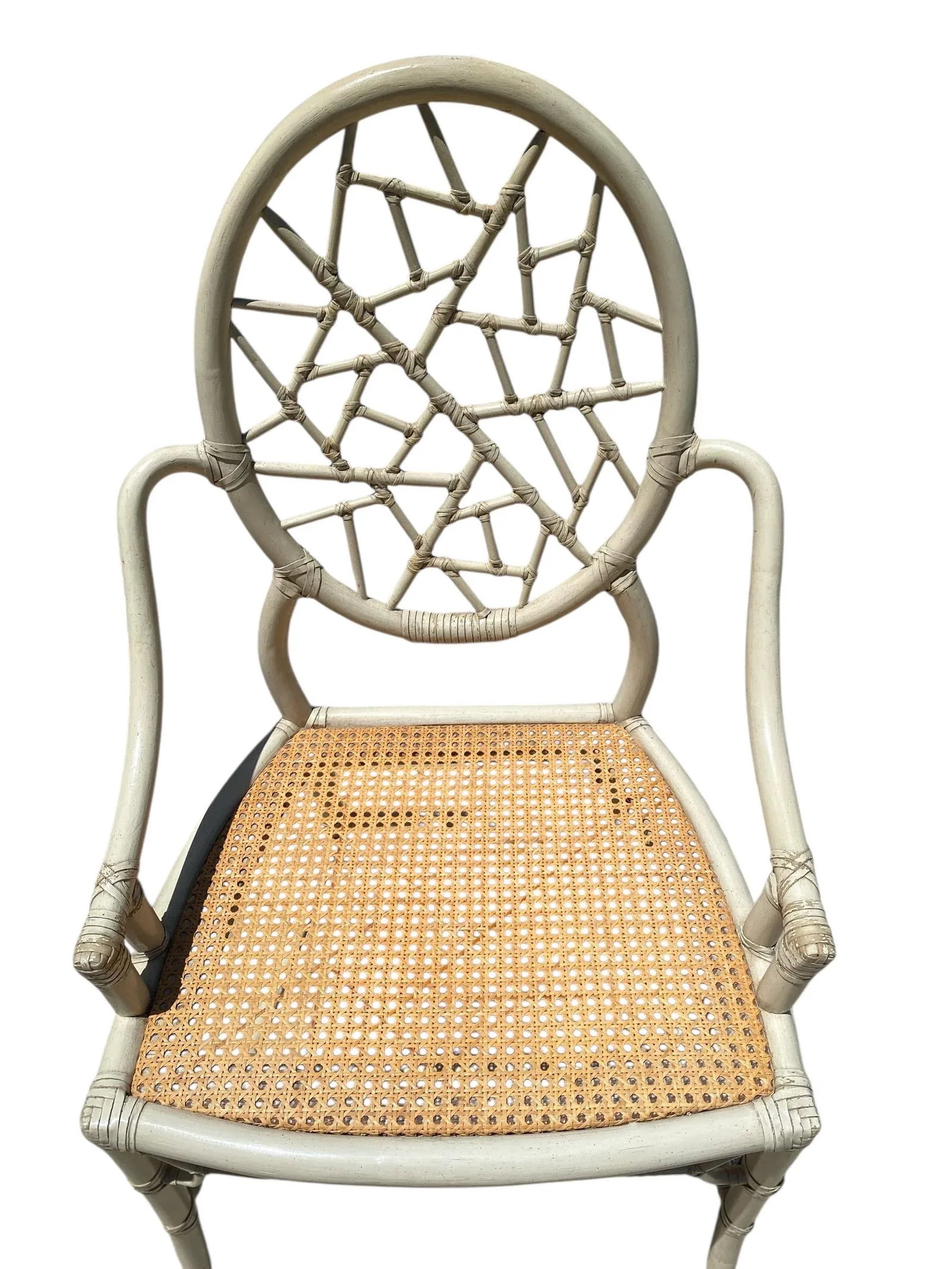 Late 20th Century McGuire Cracked Ice Rattan & Cane Chairs- a Pair - 8