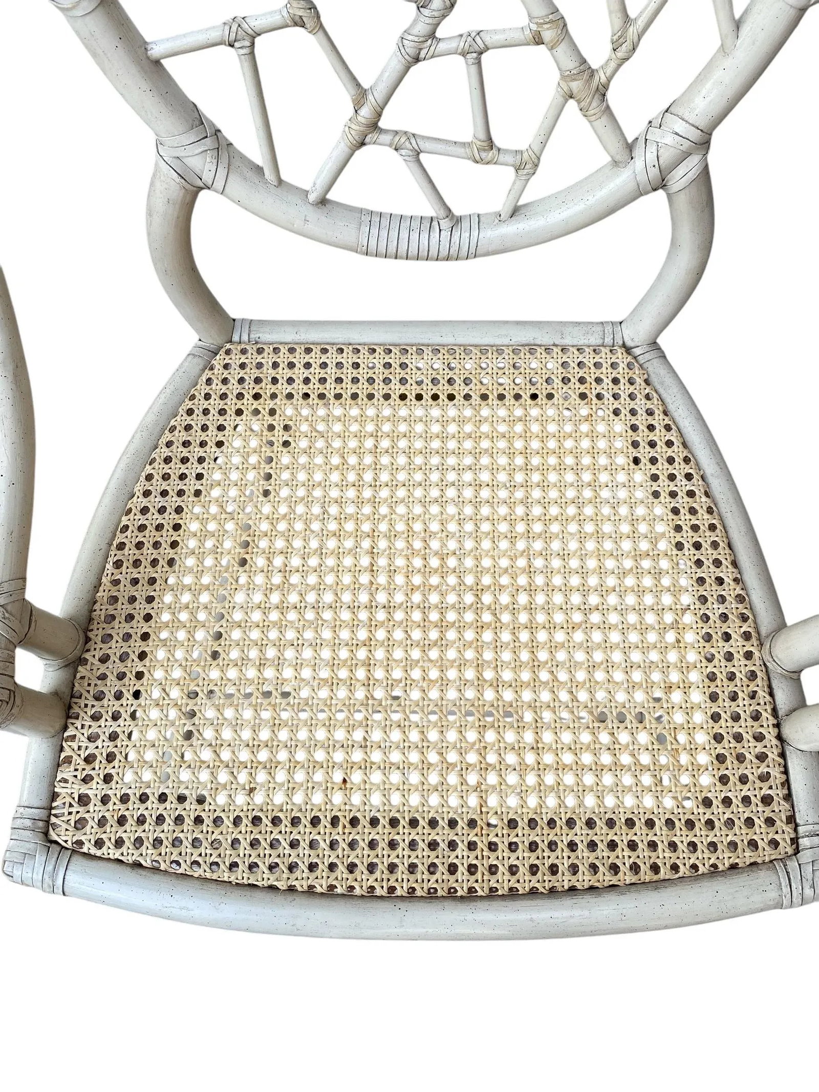 Late 20th Century McGuire Cracked Ice Rattan & Cane Chairs- a Pair - 9