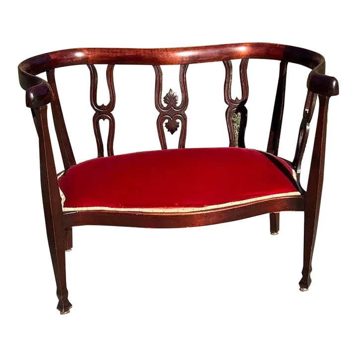 19th Century Antique Curved Victorian Settee (1 of 12)