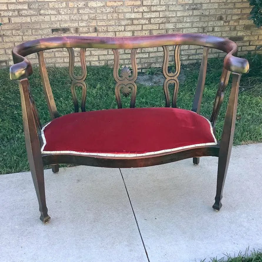 19th Century Antique Curved Victorian Settee - 3
