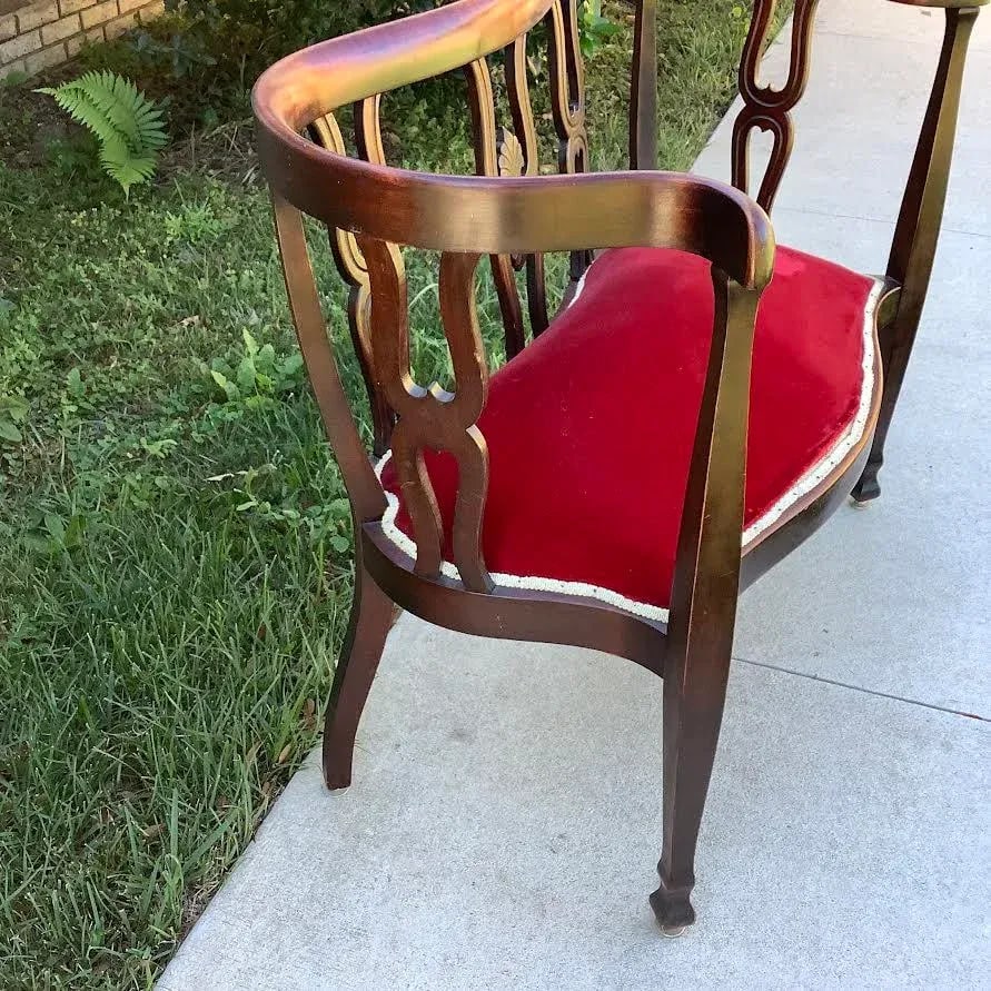 19th Century Antique Curved Victorian Settee - 5