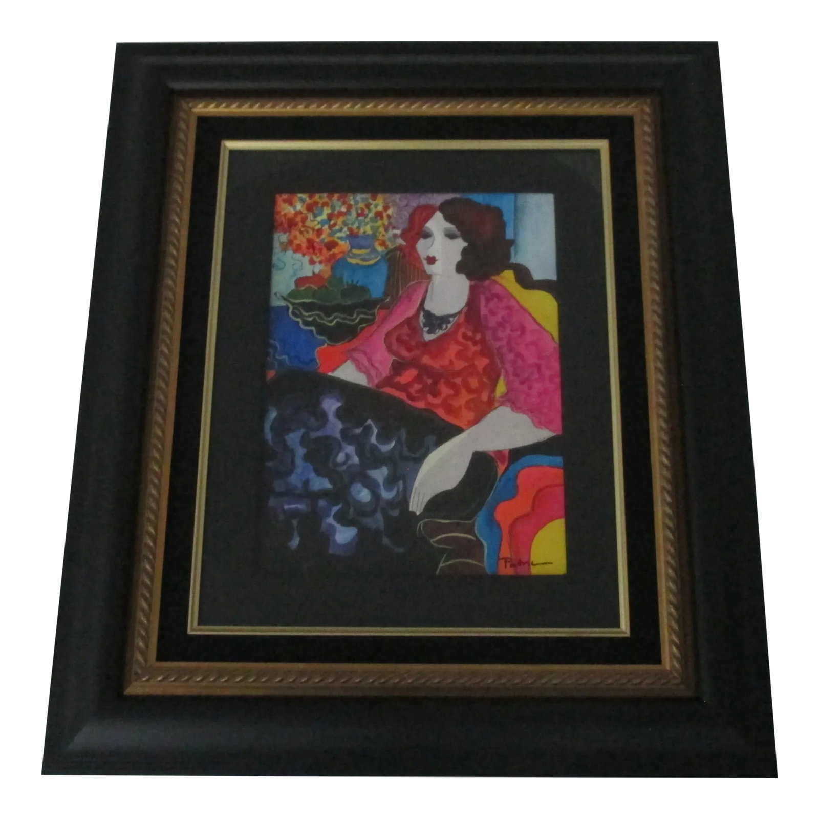Patricia Govezensky Watercolor Original Painting: This is a professionally framed with glass, original watercolor painting by Patricia Govezensky, a protege of Itzhak Tarkay. Condition: Imperfections: No Imperfections Origin: Israel Materials &