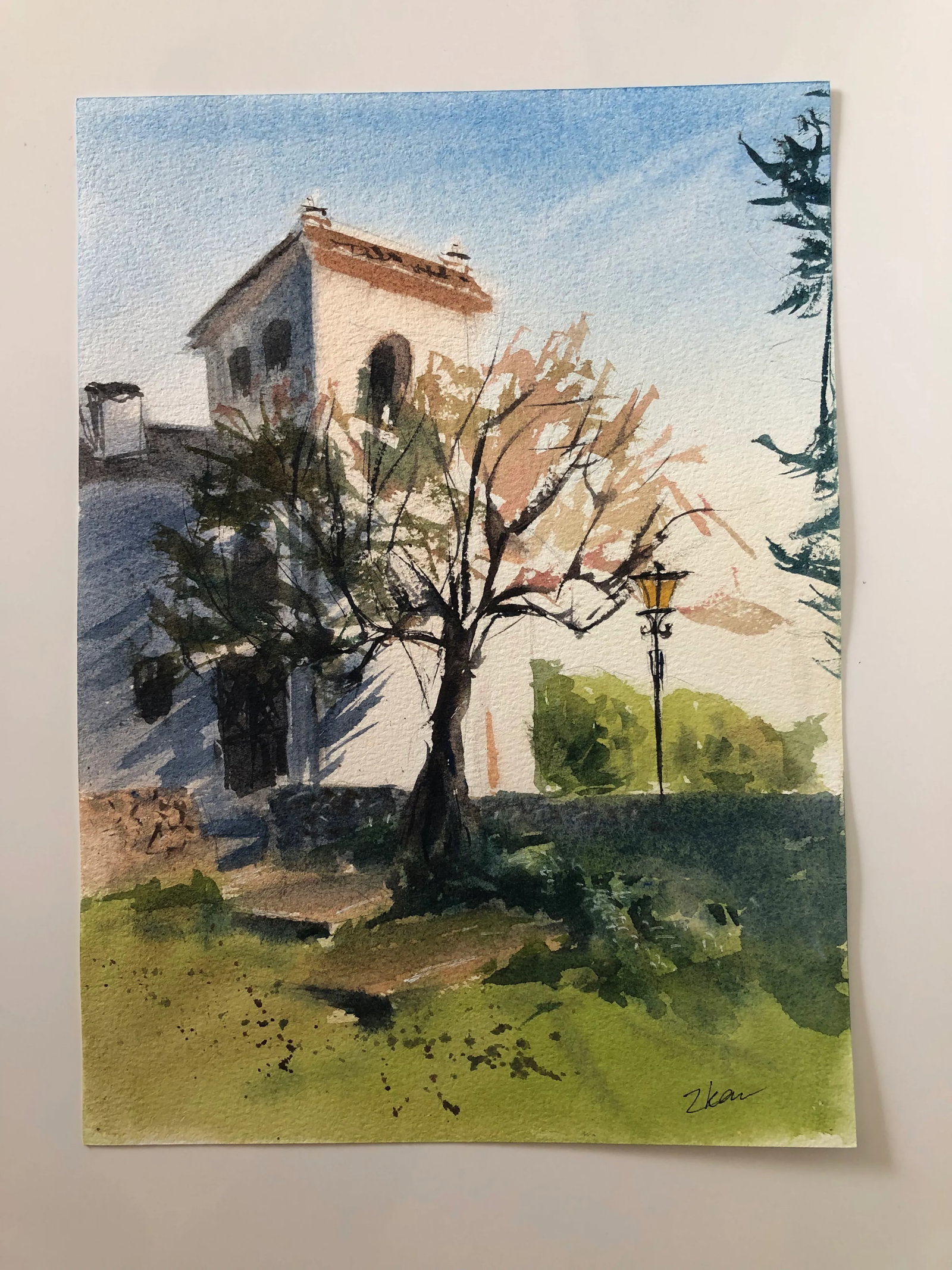 Original Watercolor "House Painting, Italy Landscape" - Zhanna Kan - 2