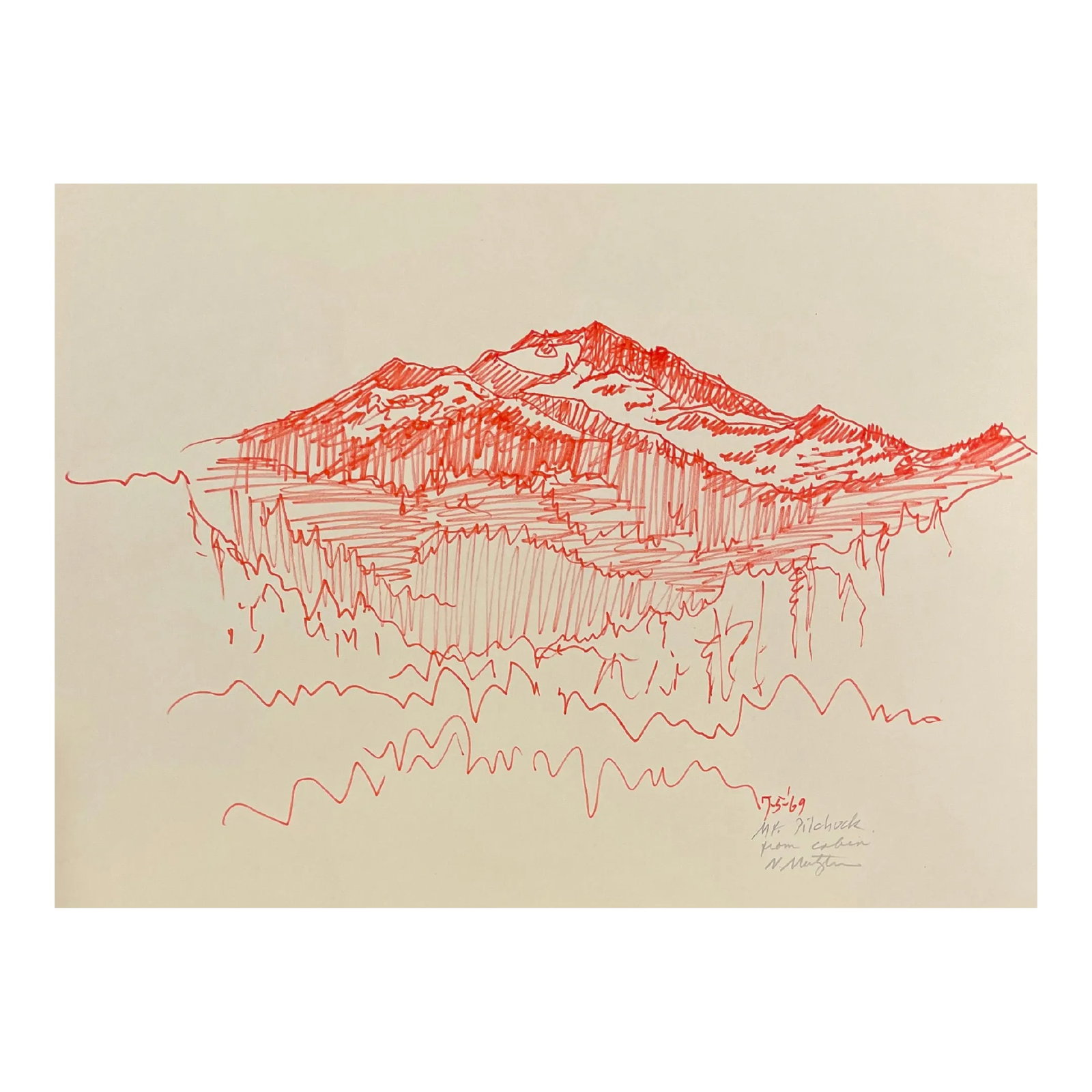 1969 Neil Meitzler Mount Pilchuck Drawing (1 of 2)