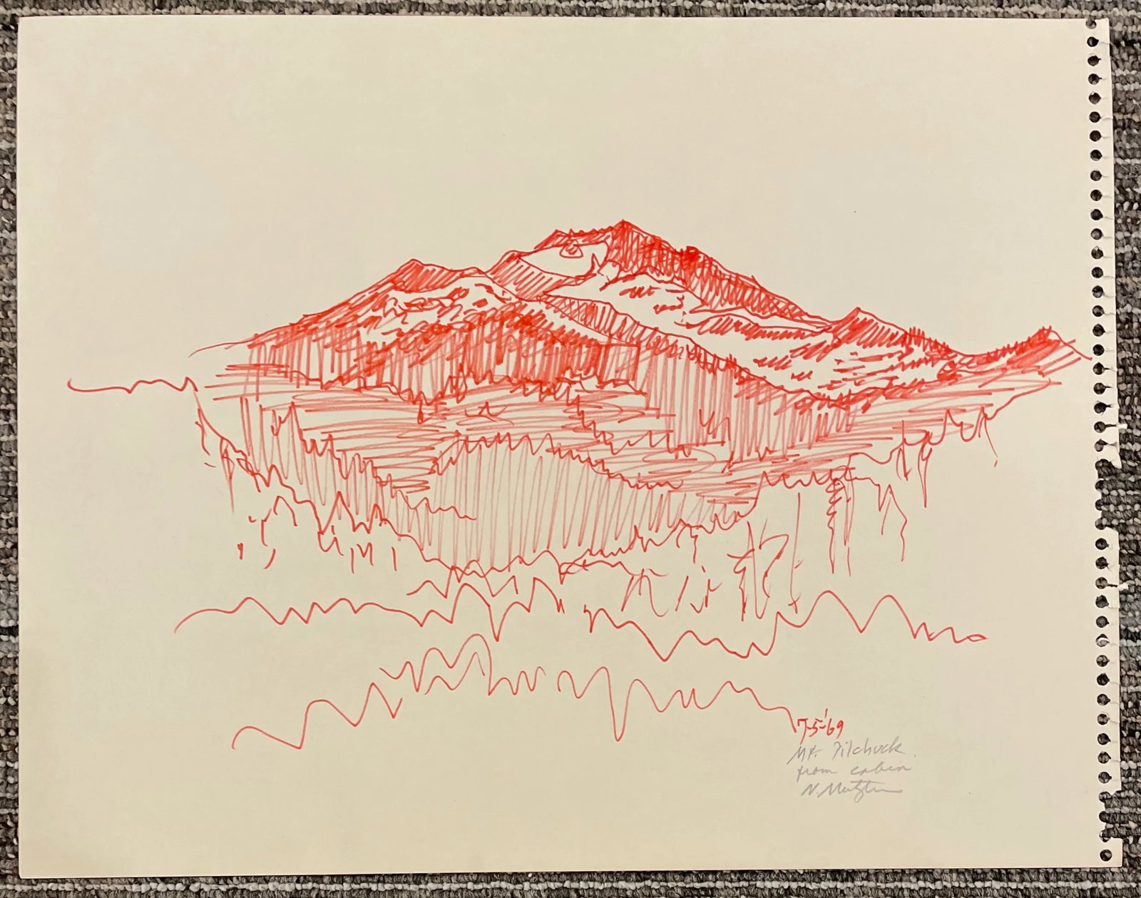1969 Neil Meitzler Mount Pilchuck Drawing - 2