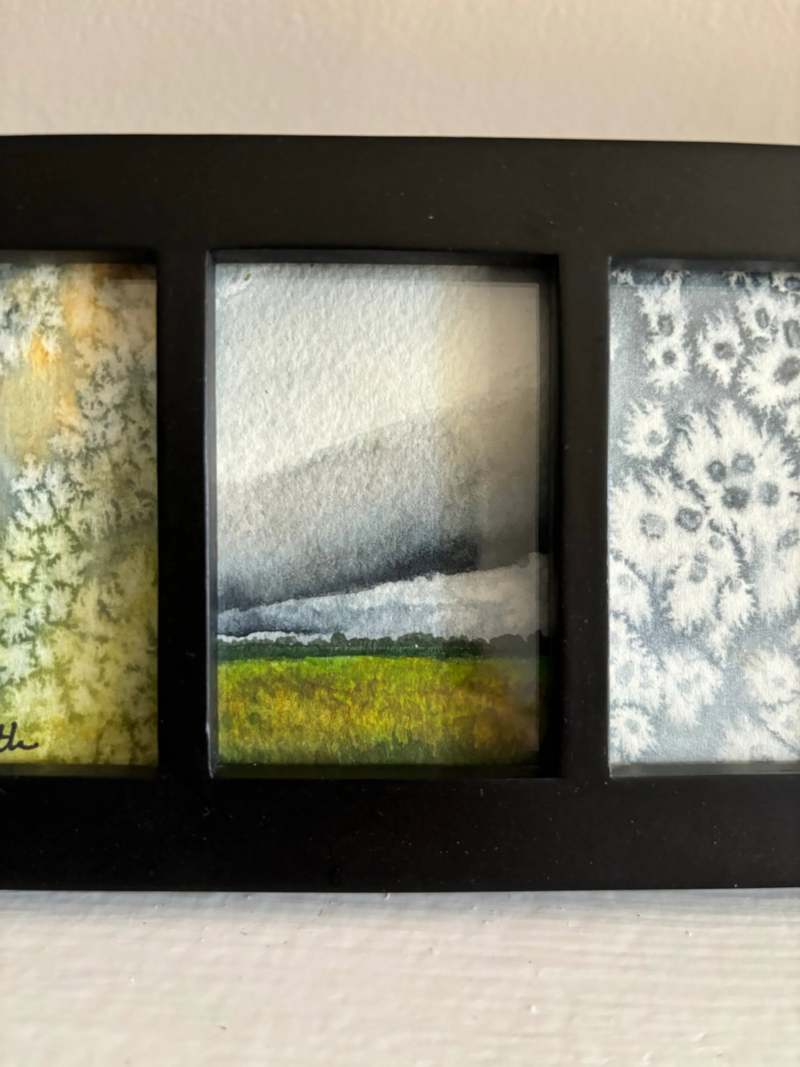 Miniature Trio of Original Watercolor Paintings Signed and Framed - 4