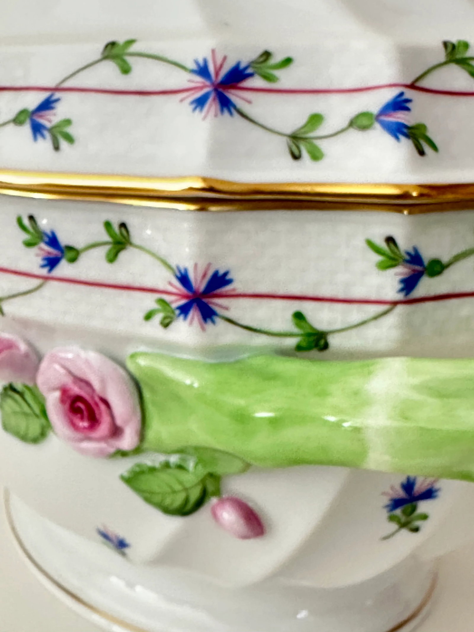 1980s Herend Blue Garland Large Tureen With Lid - Branch Handle, 1014/Pbg - 5