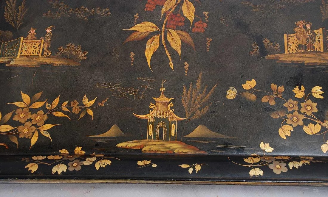Antique Black Chinoiserie Tray by Ryton and Walton - 5
