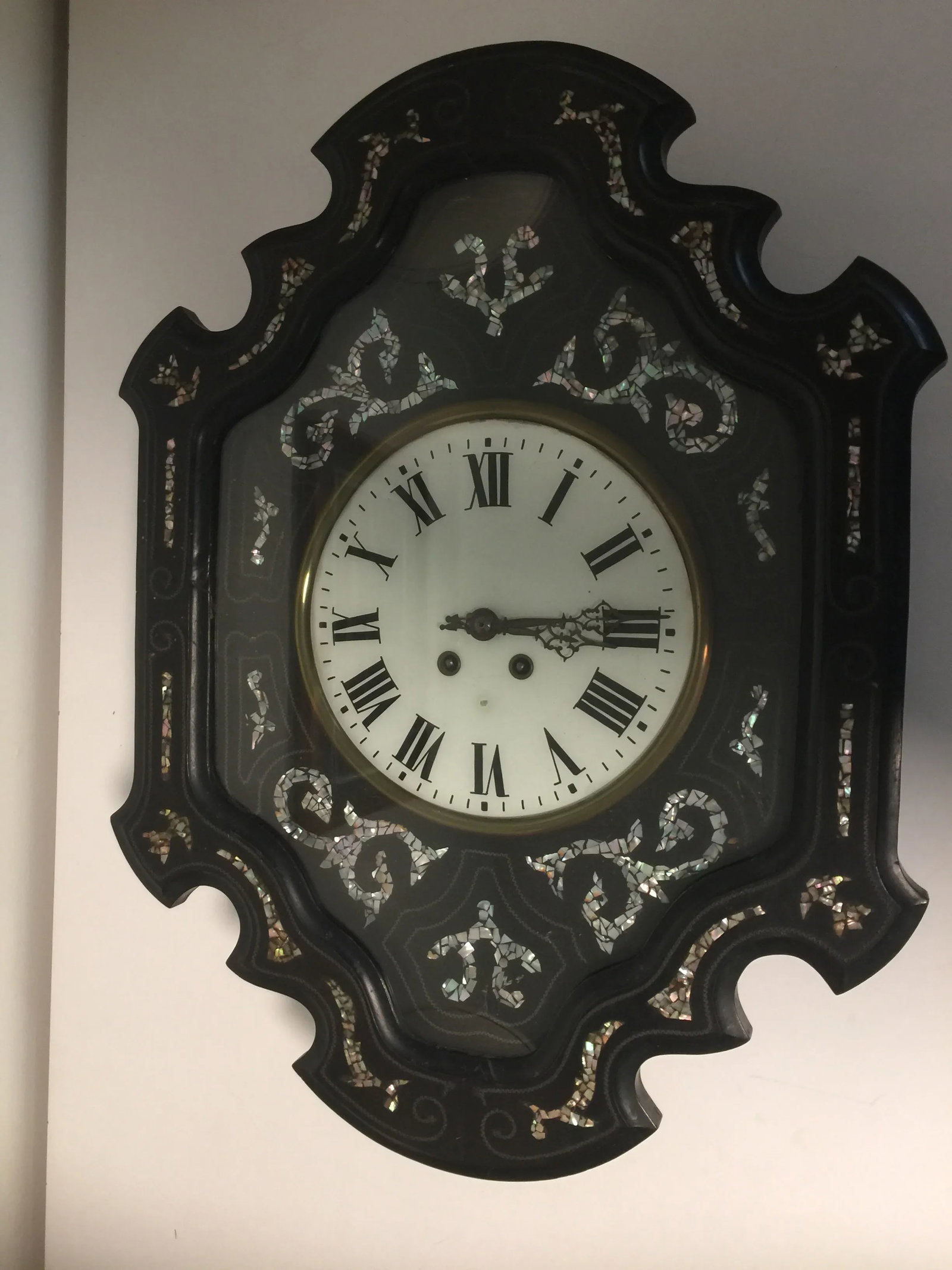 Napoleon III Ebony and Mother of Pearl Inlay Wall Clock - 2