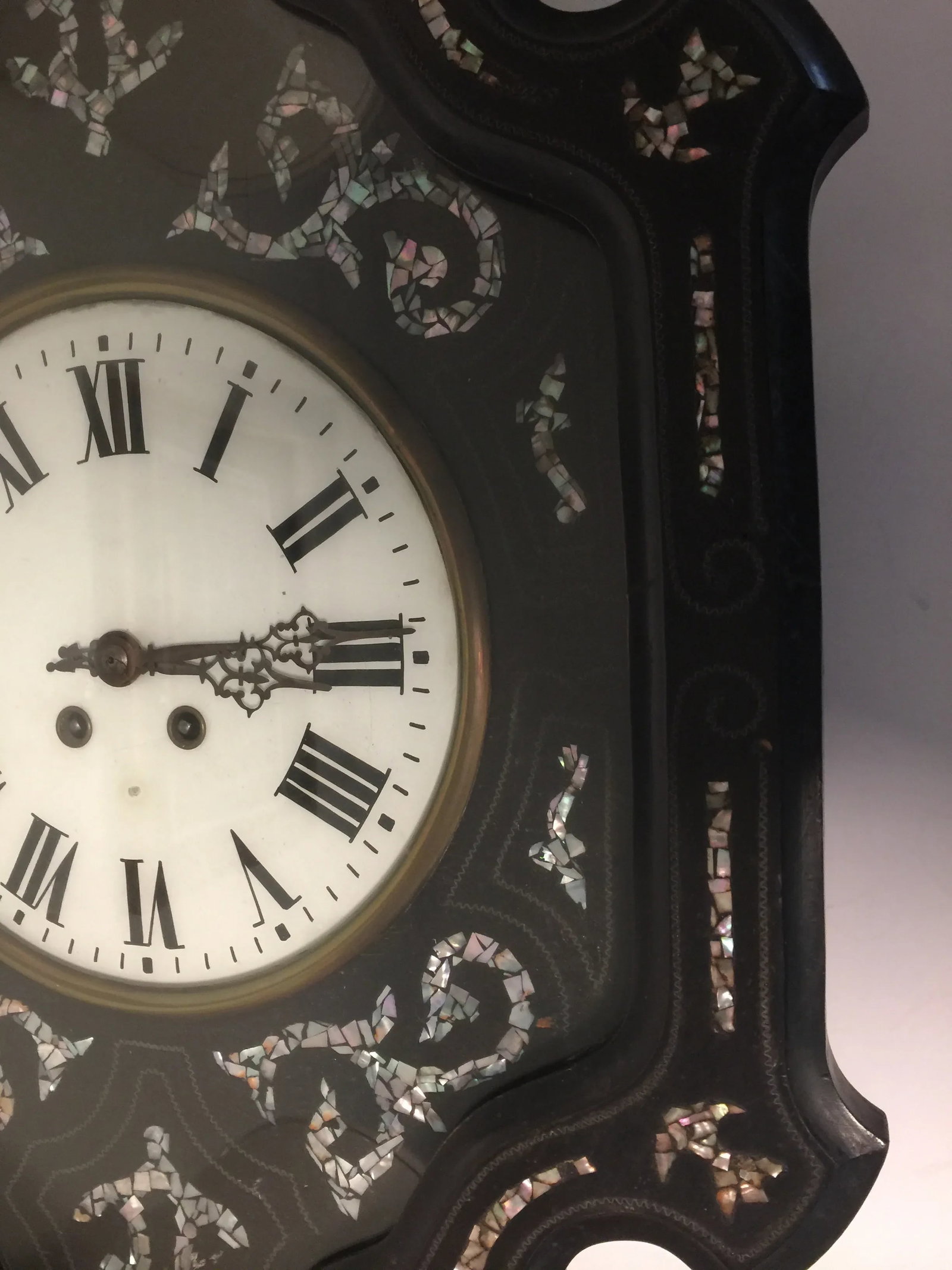Napoleon III Ebony and Mother of Pearl Inlay Wall Clock - 4
