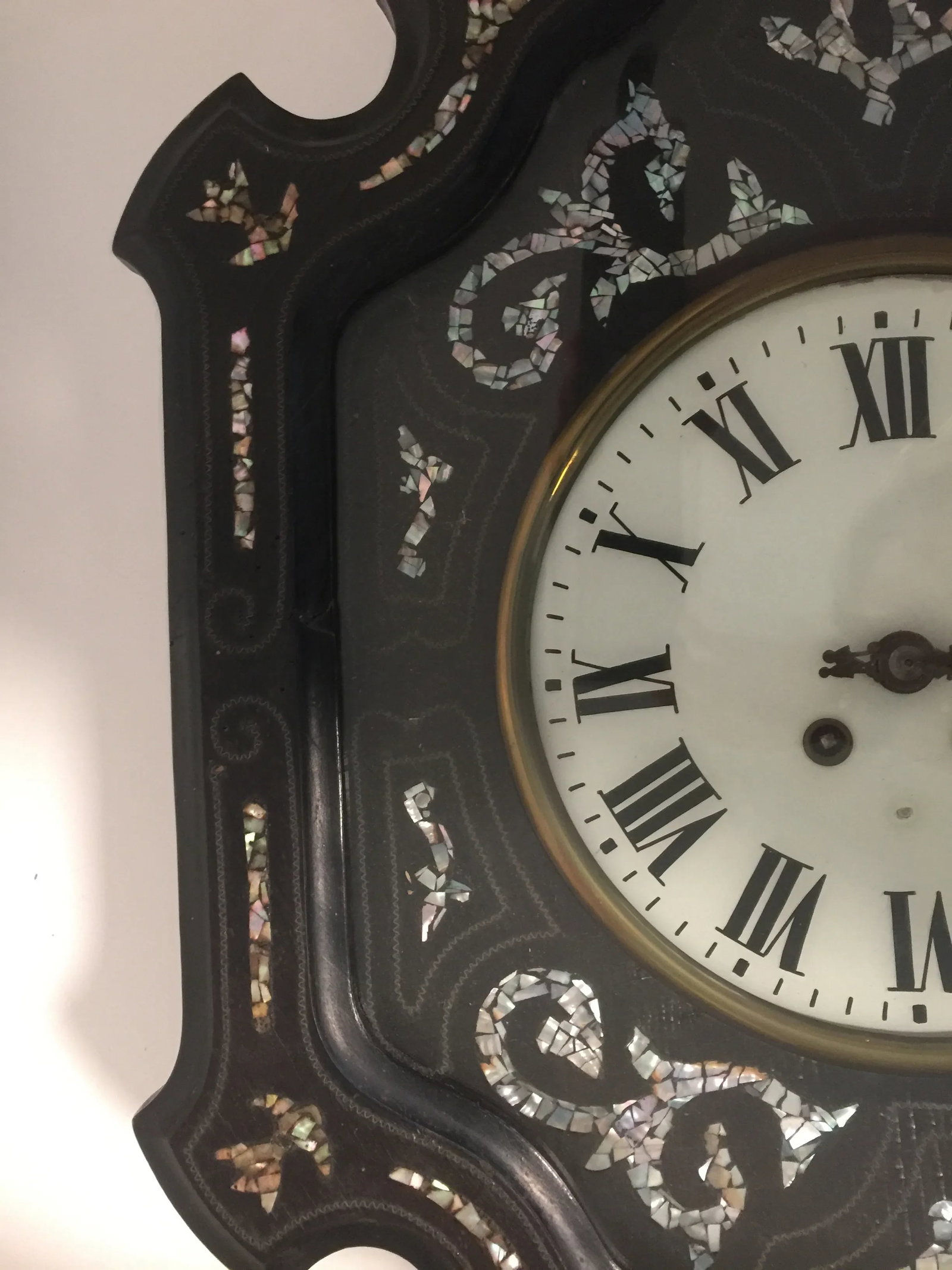 Napoleon III Ebony and Mother of Pearl Inlay Wall Clock - 6