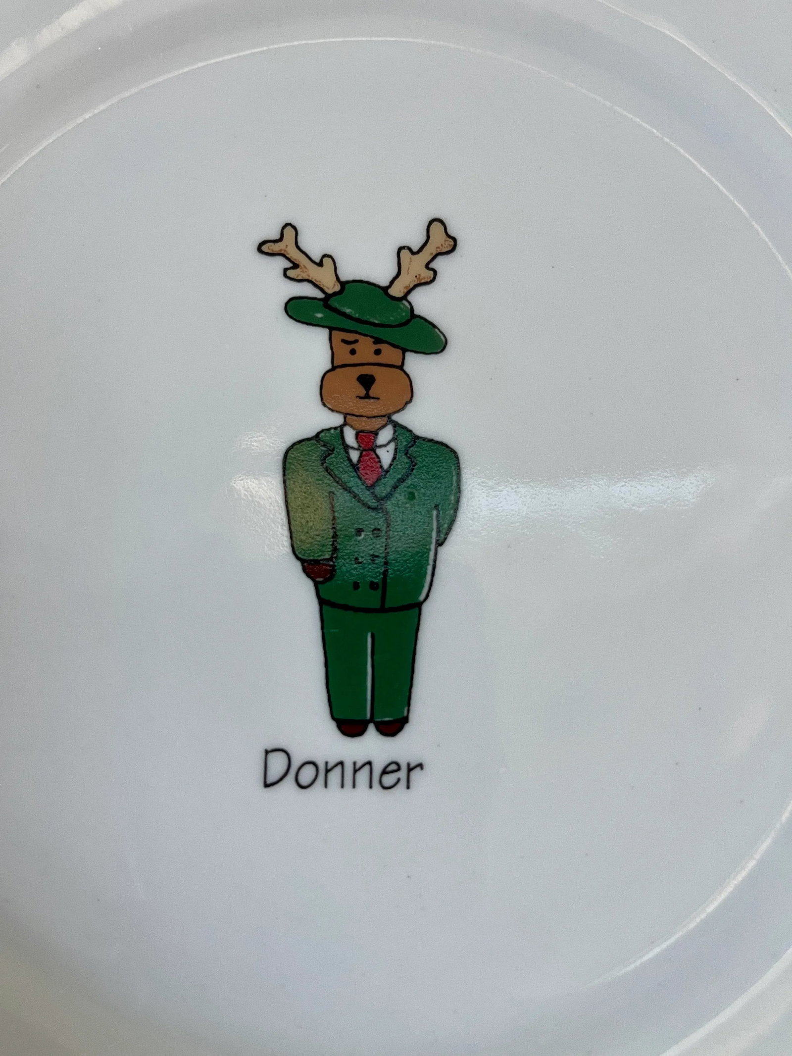Whimsical Christmas Holiday Reindeer Dinnerware Plates - Set of 8 - 12