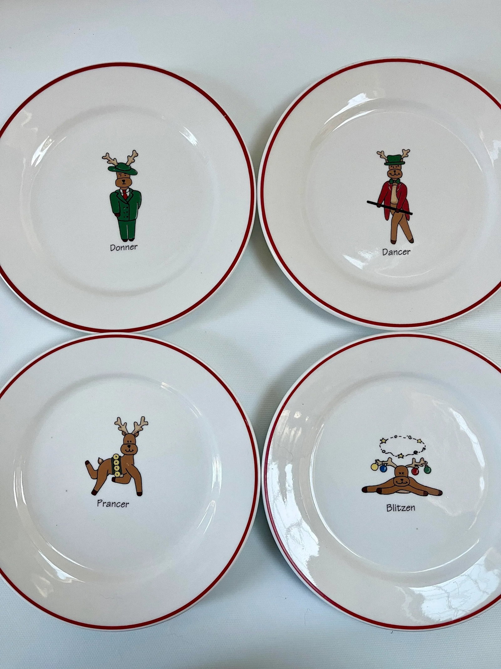 Whimsical Christmas Holiday Reindeer Dinnerware Plates - Set of 8 - 2