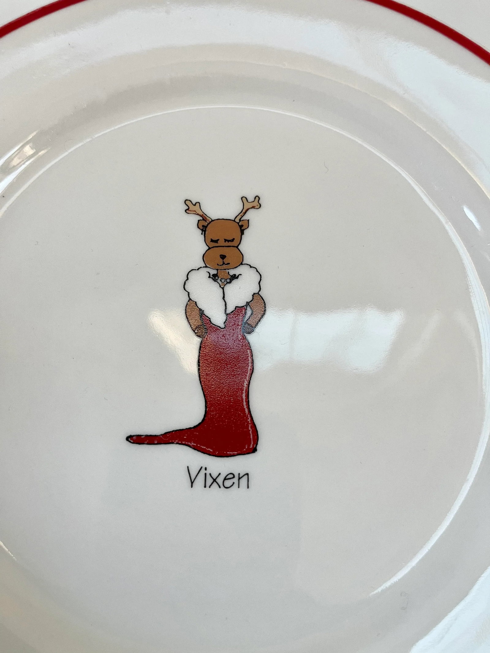 Whimsical Christmas Holiday Reindeer Dinnerware Plates - Set of 8 - 9