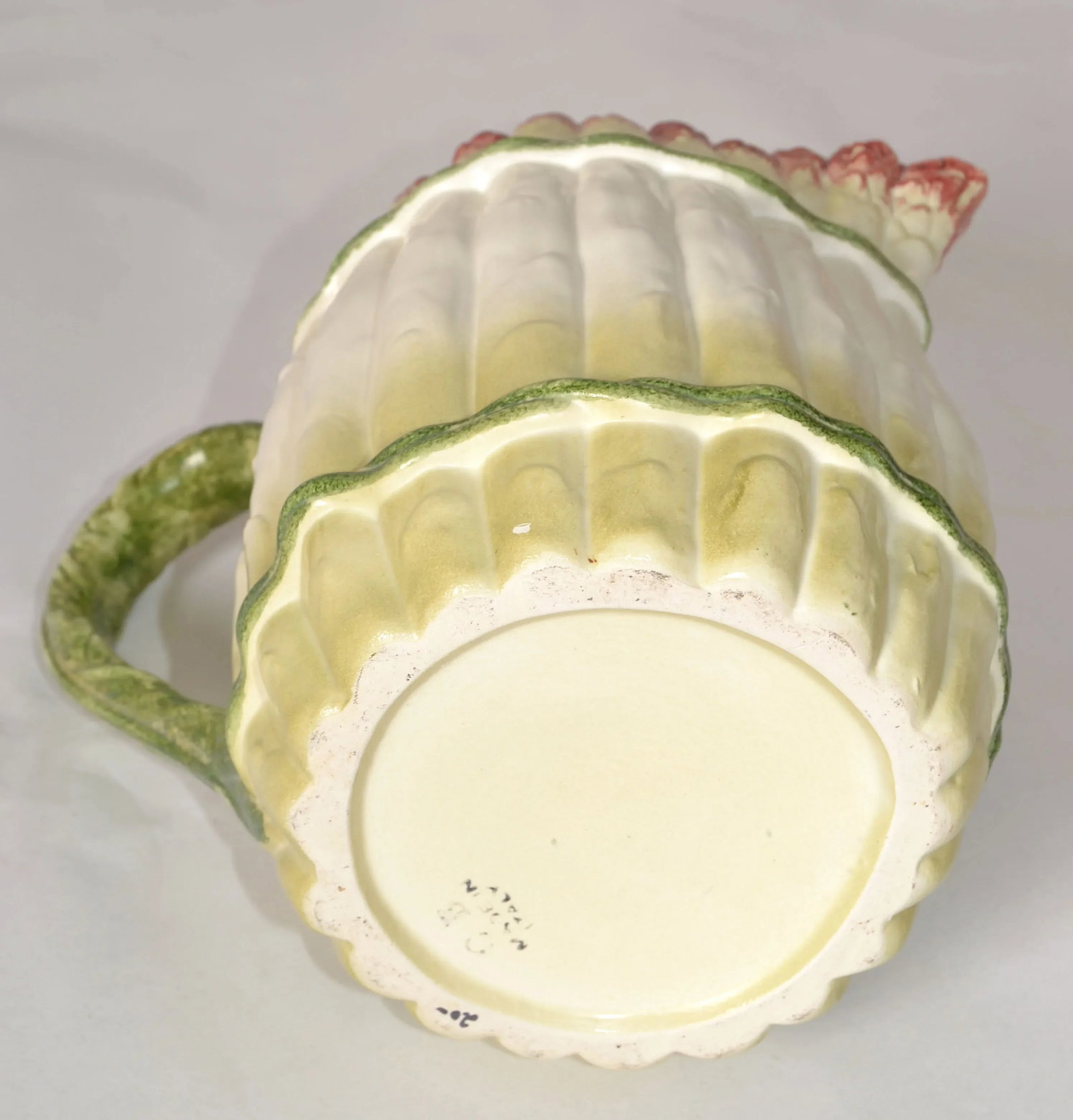 Vintage Hand Painted Italian Asparagus Majolica Ceramic Pitcher or Carafe - 10