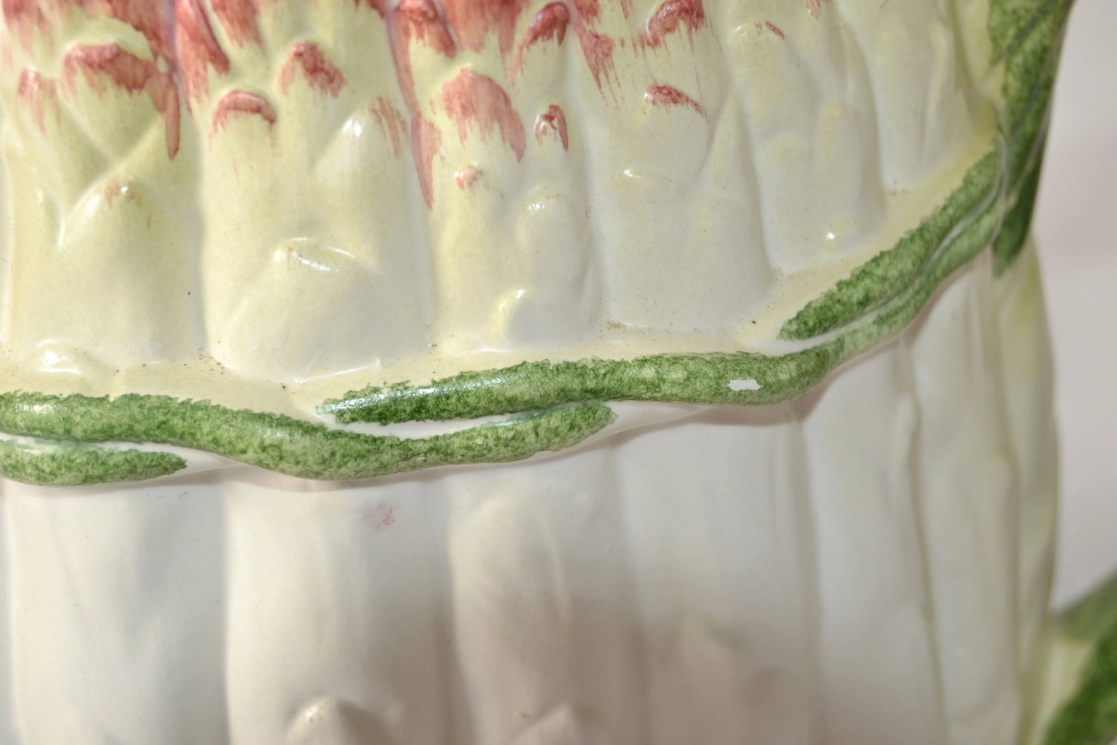 Vintage Hand Painted Italian Asparagus Majolica Ceramic Pitcher or Carafe - 8
