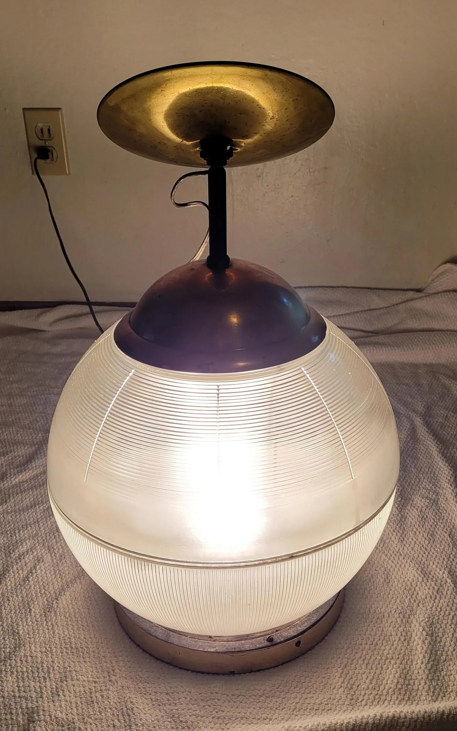 Vintage French Industrial Holophane Globe Pendant - 6