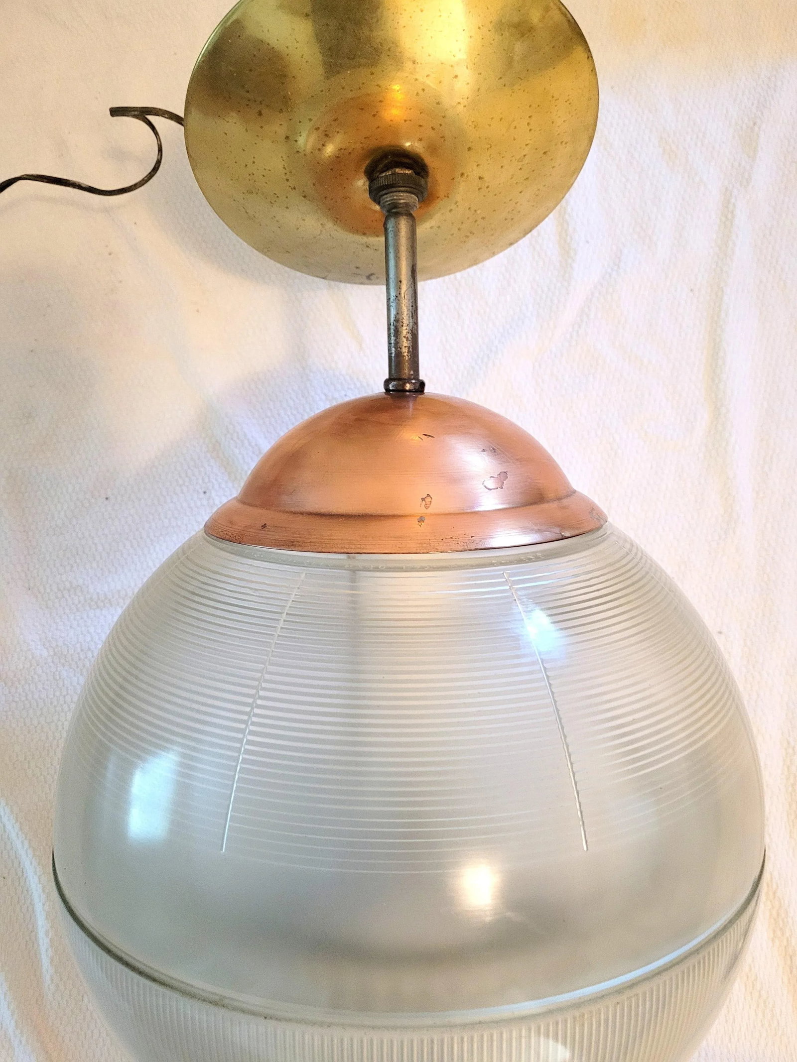 Vintage French Industrial Holophane Globe Pendant - 8