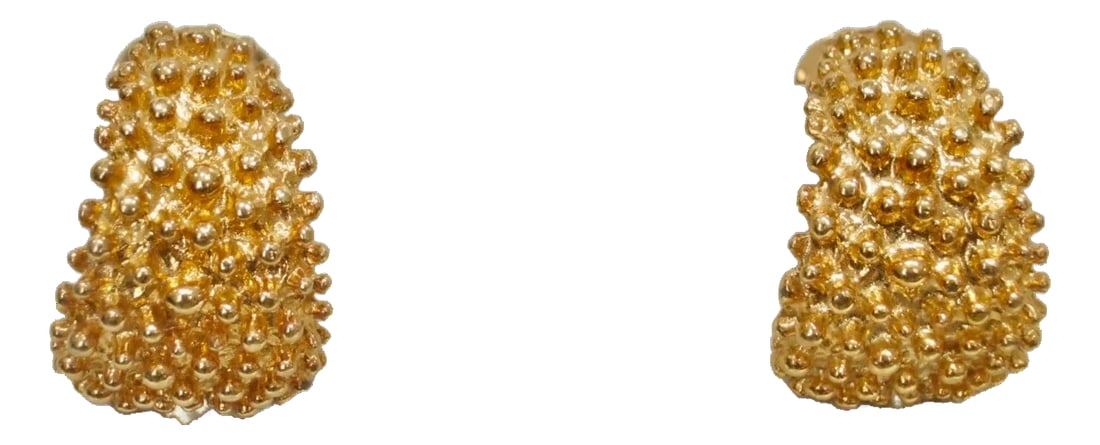 1980s Stunning Gold Caviar Matte Gold Earrings, 2 Pieces: 1980s stunning caviar motif matte gold clip back earrings Signed "Coventry" From my private secure environment Excellent condition,never worn Condition: Alterations: Original Condition Unaltered