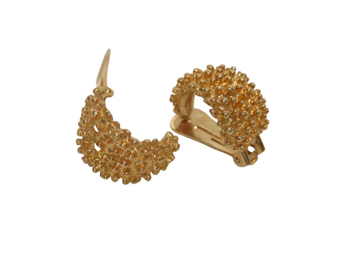 1980s Stunning Gold Caviar Matte Gold Earrings, 2 Pieces - 3