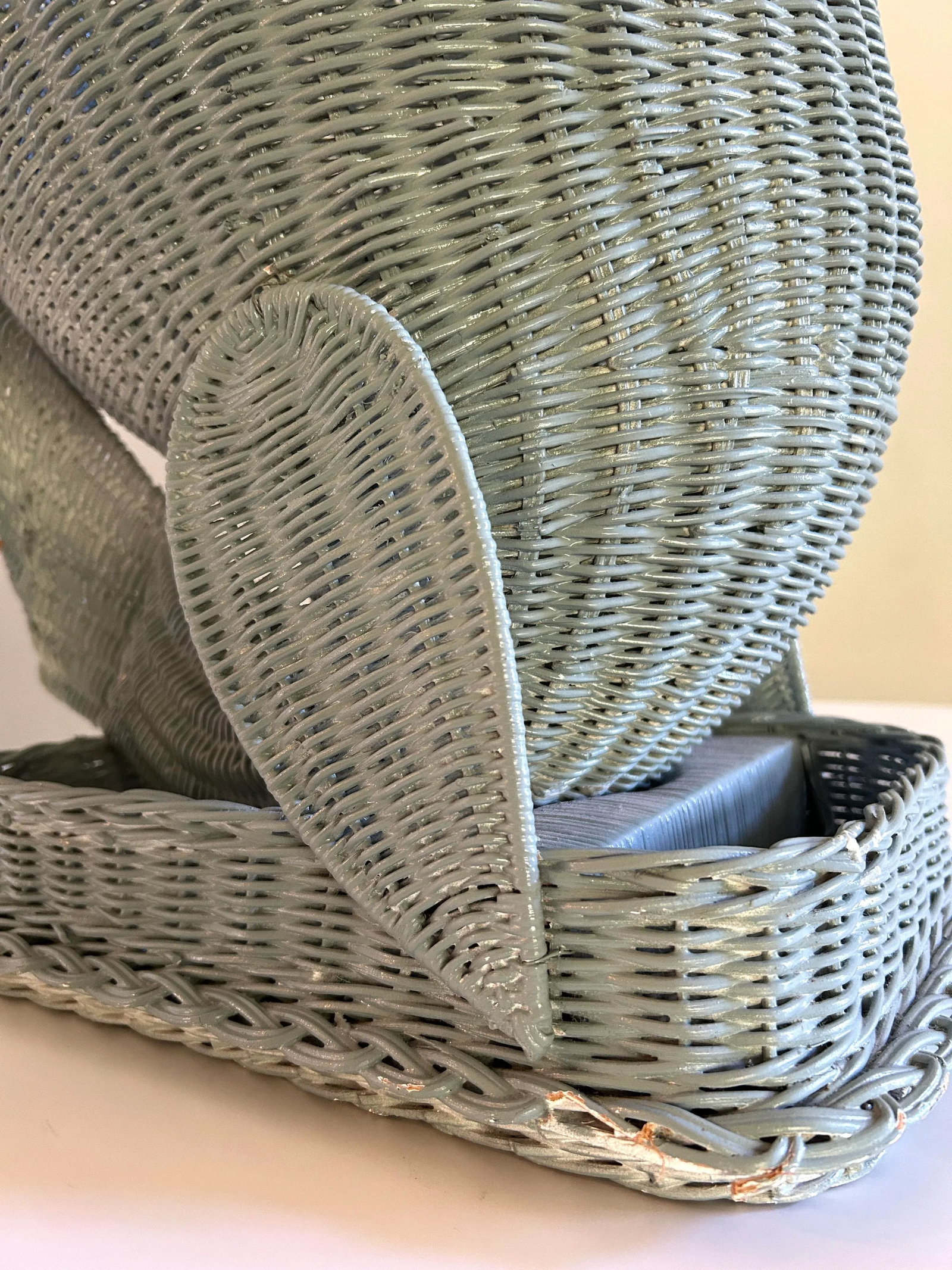 Vintage Wicker Regency Whale Basket Plant Stand Nautical Coastal - 7