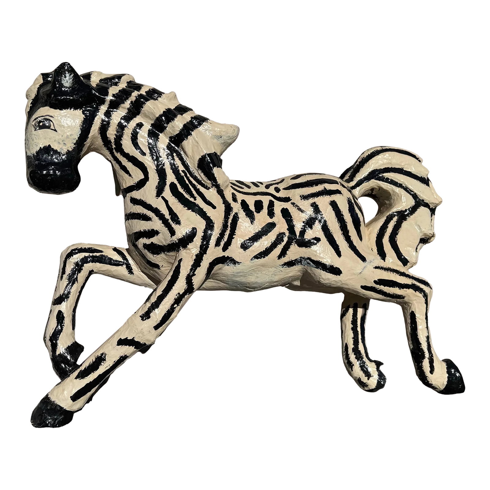 Paper Mache Zebra: Vintage paper mache zebra. Light weight but doesn't stand on its own. Ideal for decorating a kids room or nursery. 10" Condition: Alterations: Original Condition Unaltered Imperfections: Some Imperfec