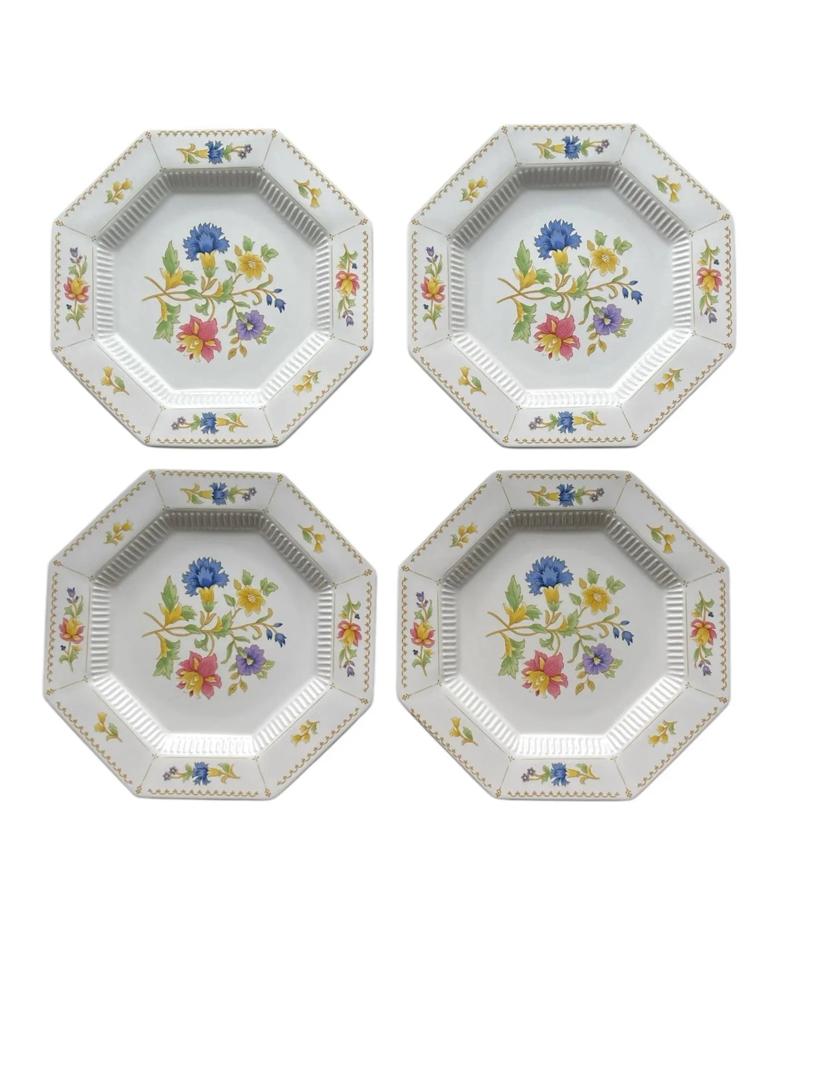 Vintage Nikko Classic Collection Magenta Octagon Ironstone Dinner Plates With Floral Design - 12 Pie - 2