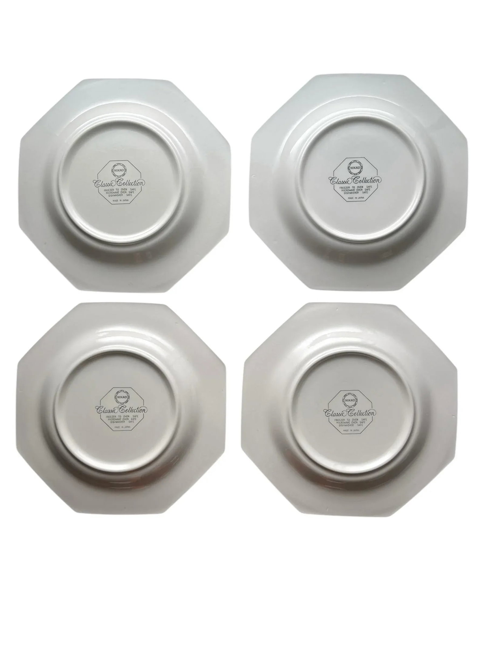 Vintage Nikko Classic Collection Magenta Octagon Ironstone Dinner Plates With Floral Design - 12 Pie - 3